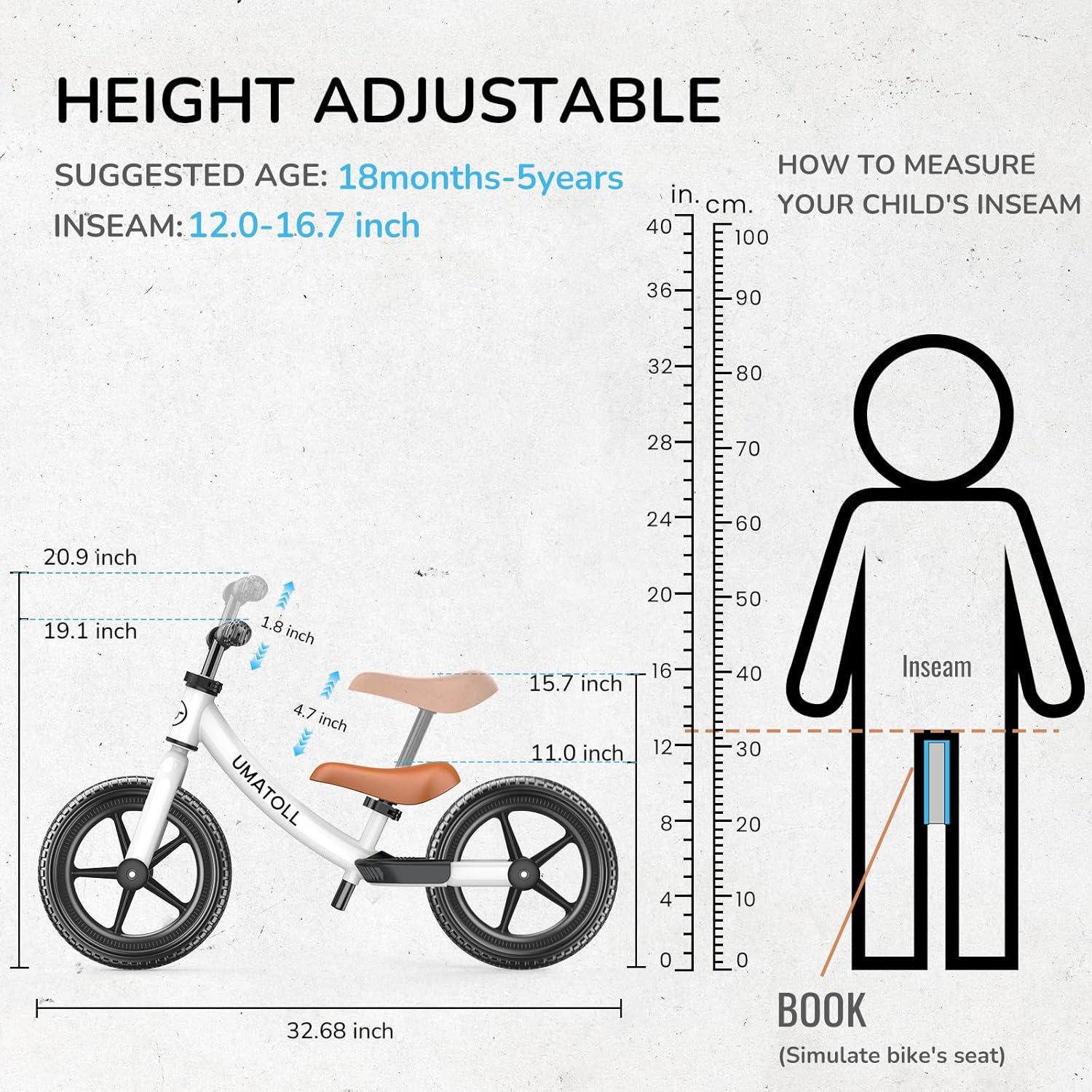 AUCT 12270 - $60 Umatoll Toddler Balance Bike 2 Year Old, Kids Bike Toy f - Image 3