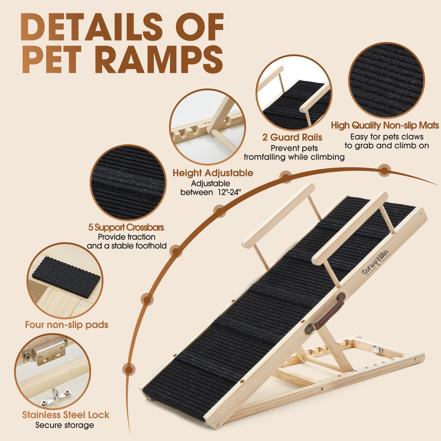 AUCT 13914 - $90 Dog Ramp for Bed - Foldable Small to Large Dog Ramp for - Image 4