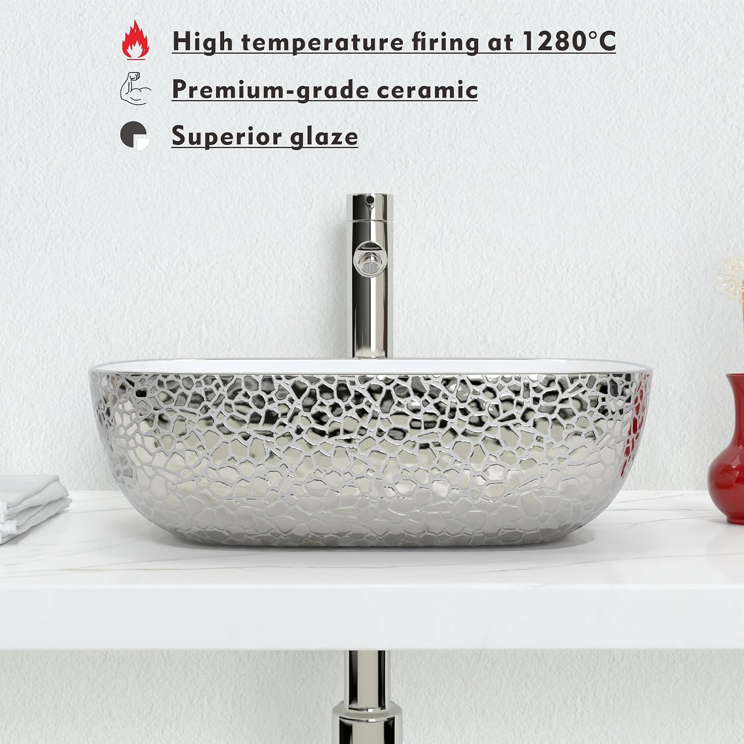AUCT 13369 - $130 J-FAMILY 18.3' x 13' Bathroom Vessel Sink Leopard Textu - Image 2