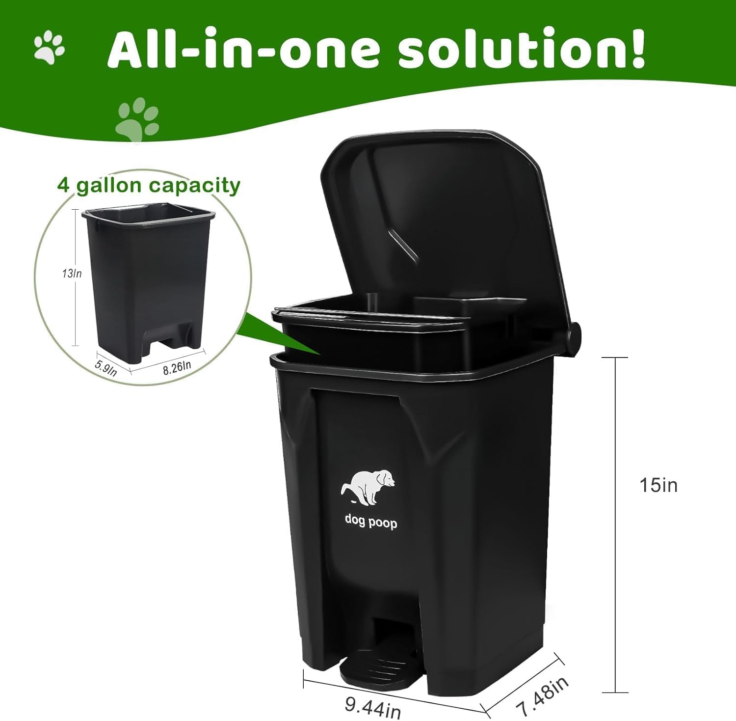 AUCT 12139 - $55 Dog Poop Trash Can Outside, 20L/5Gallon Pedal and Remova - Image 2