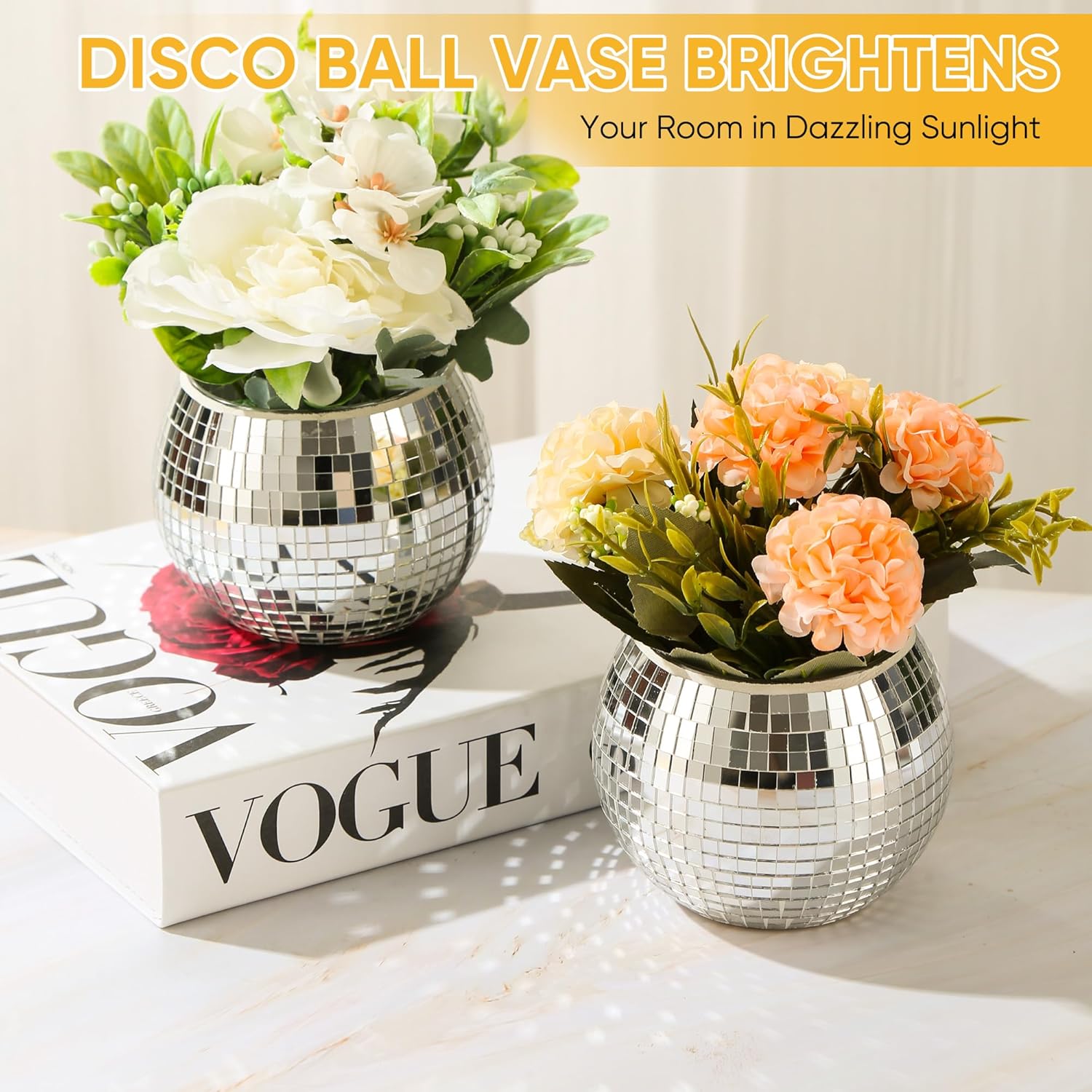 AUCT 12637 - 6 Pcs Disco Ball Vase Disco Ball Planter for Centerpieces Di - Image 2