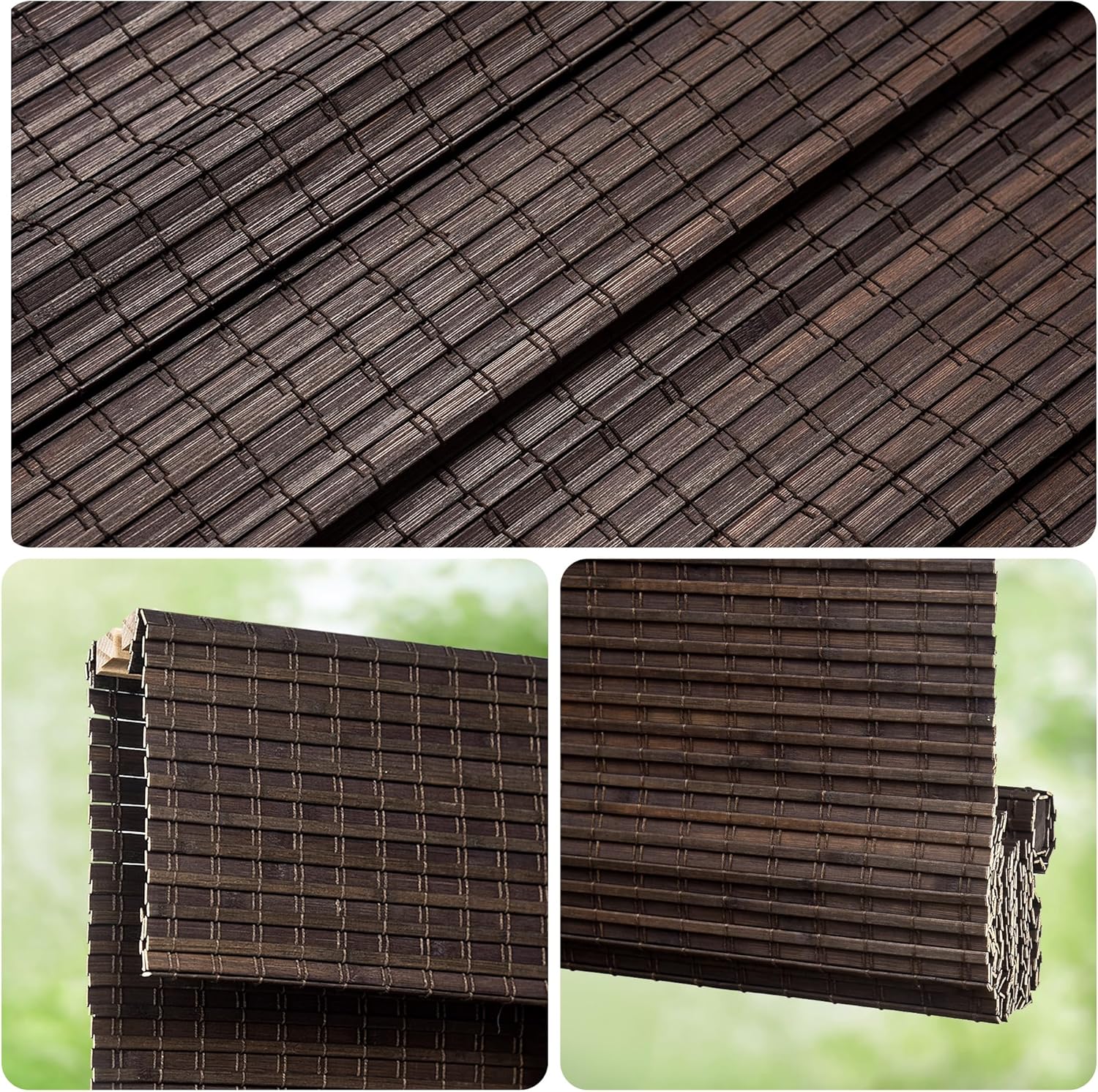AUCT 12067 - $58 LazBlinds Cordless Bamboo Roman Shades, Privacy Blinds f - Image 3