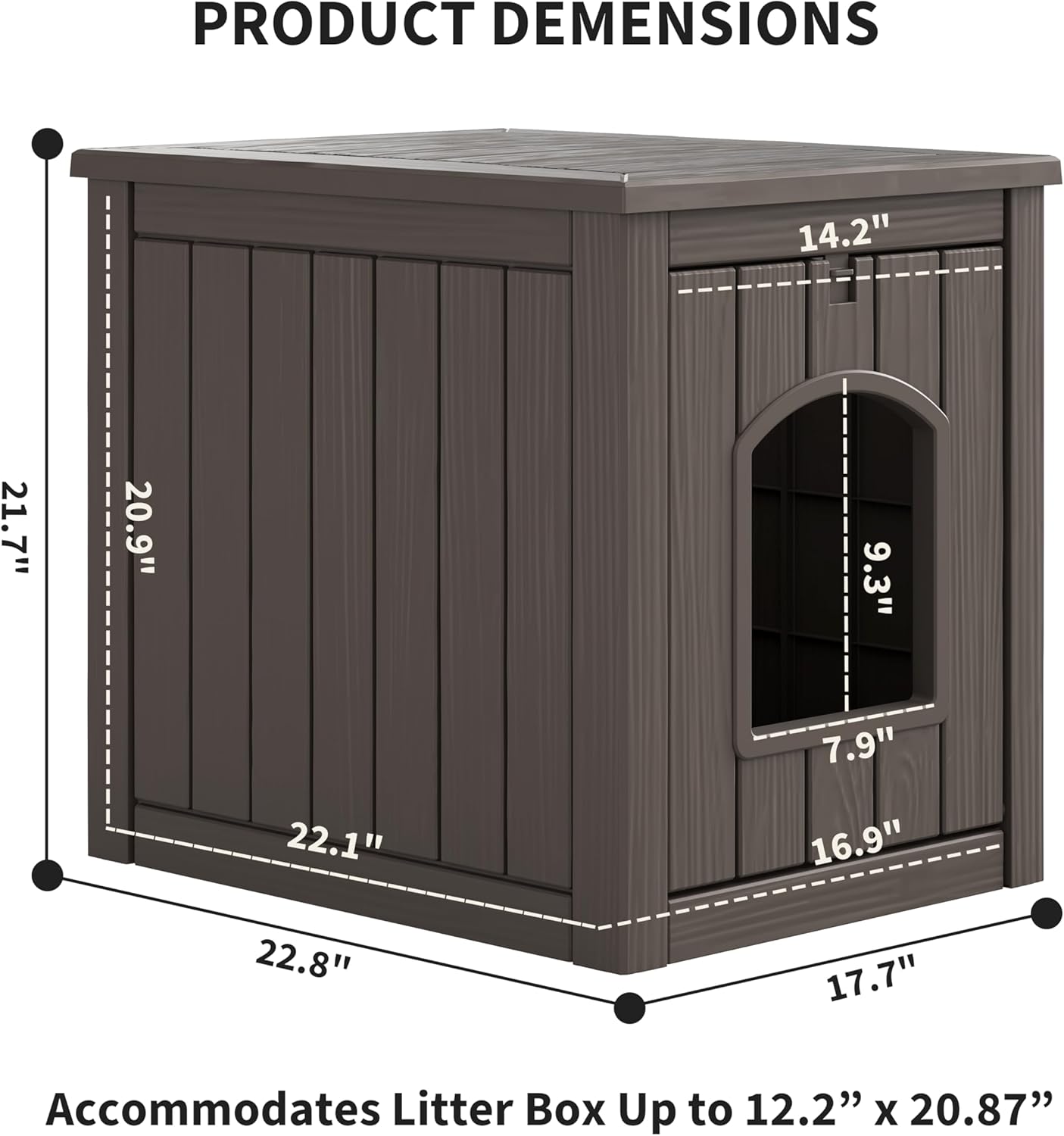 AUCT 12221 - Litter Box Enclosure, Waterproof & Weatherproof Plastic Cat - Image 2