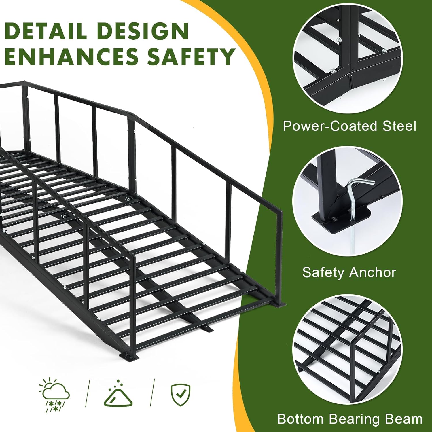 AUCT 13261 - $176 OLBRUS Metal Garden Bridge 8 FT with 4 Ground Stakes, 7 - Image 3