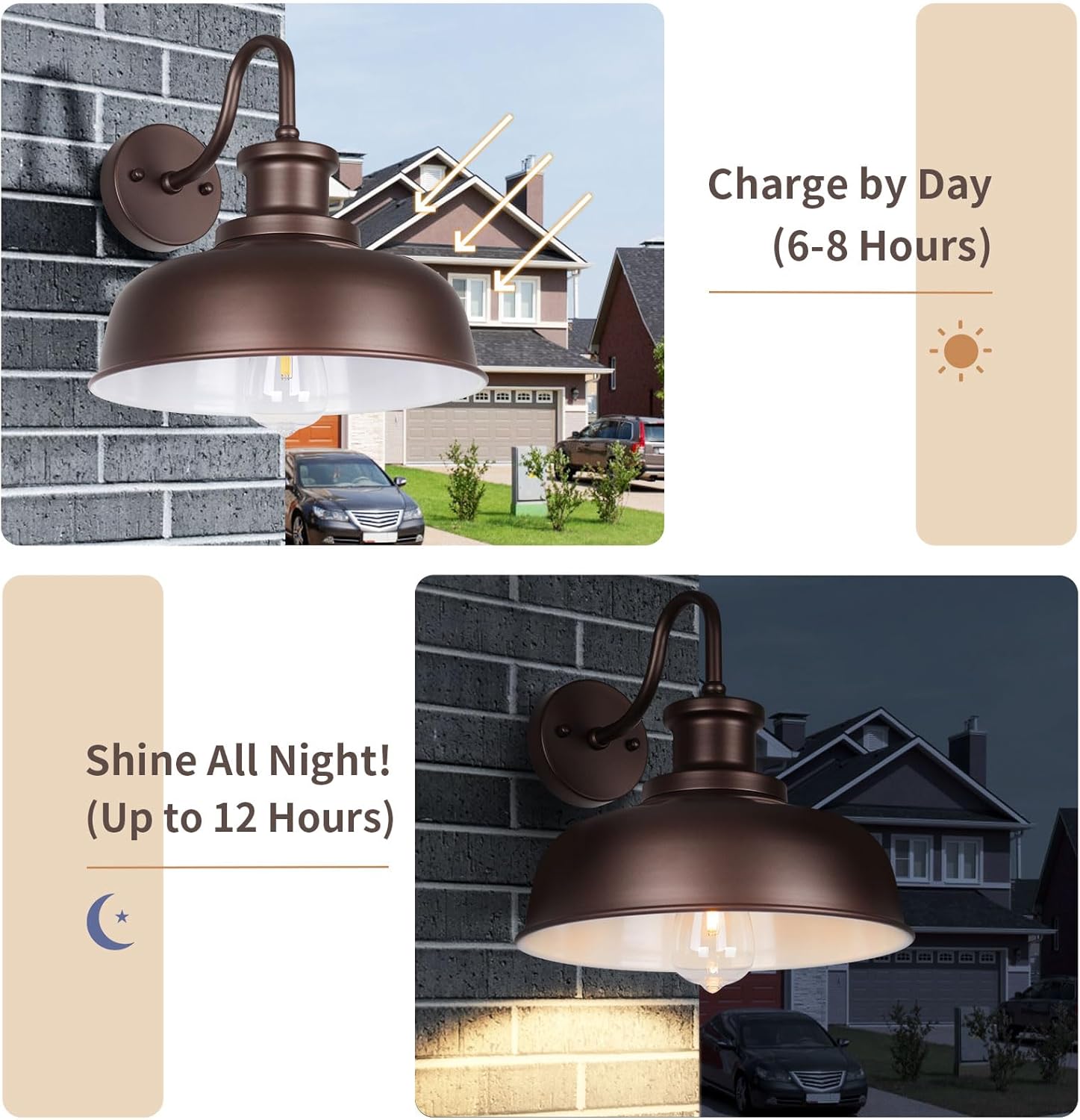 AUCT 13262 - $108 Solar Barn Lights for Outside, Outdoor Wall Light Solar - Image 4