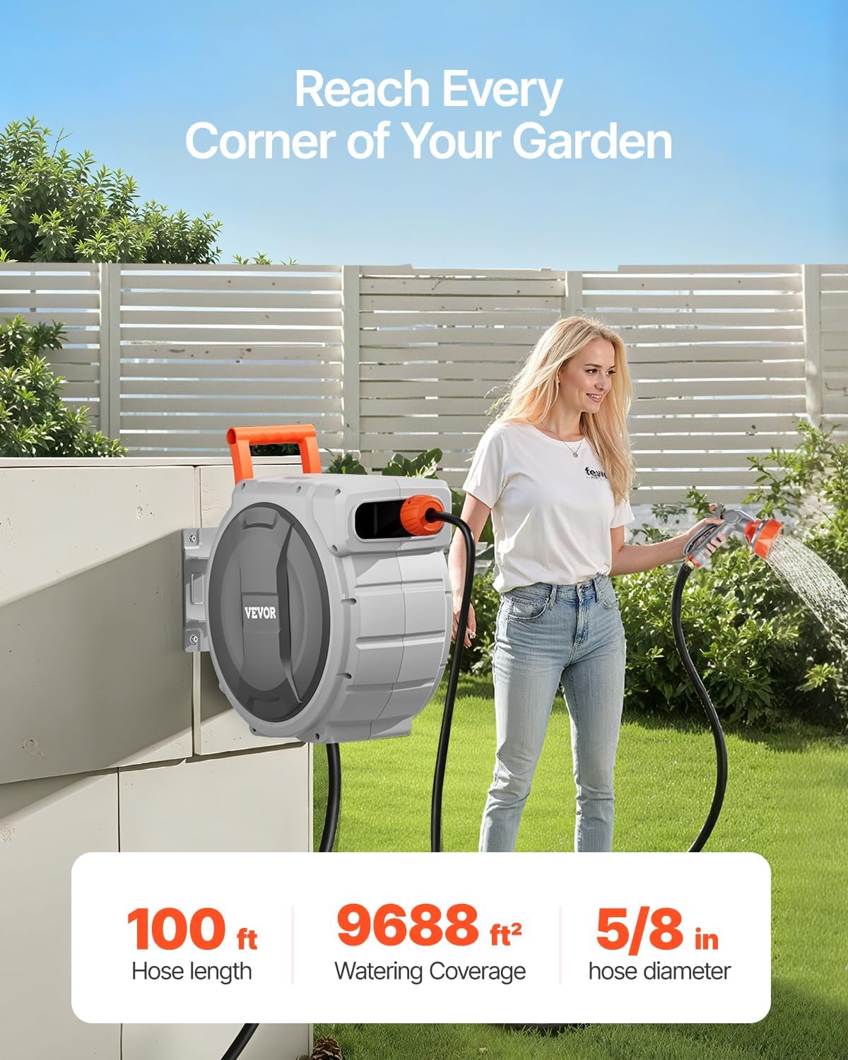AUCT 12557 - $140 VEVOR Retractable Garden Hose Reel, 5/8 Inch x 100 ft W - Image 2