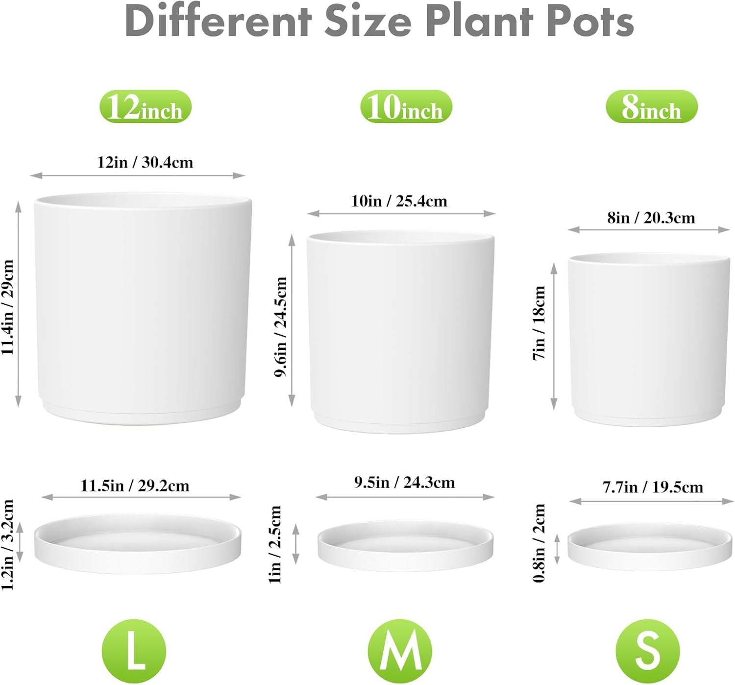 AUCT 13237 - $70 Meowell 12/10/8 inch Large Plant Pots, 3 Pack Deep Cylin - Image 2