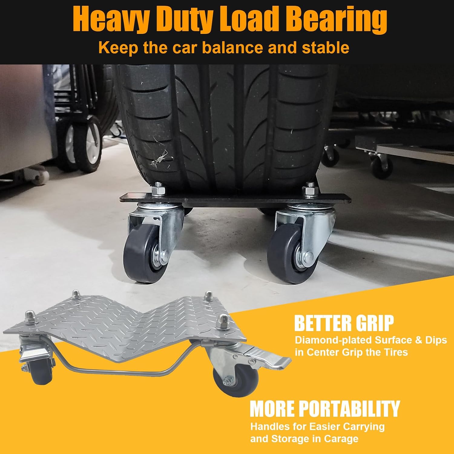 AUCT 13042 - $70 Set of 2 Car Tire Wheel Dolly Furniture Lifters - Heavy - Image 3