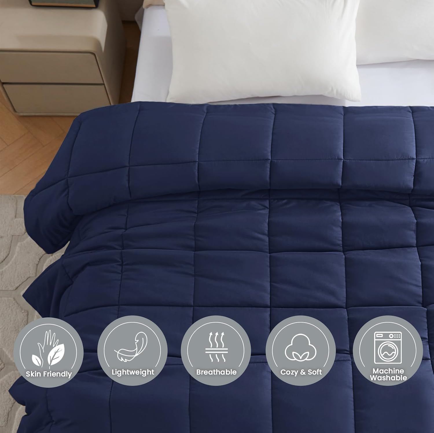 AUCT 13255 - $63 Homelike Moment Oversized King Comforter - Blue Duvet In - Image 3