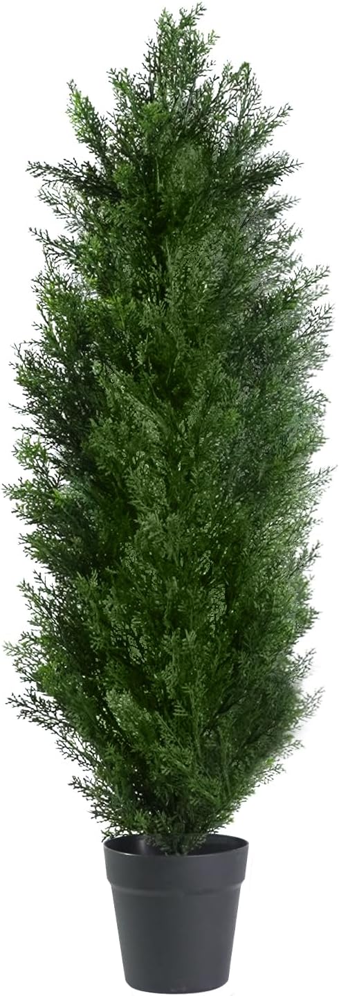 AUCT 14275 - 3FT Artificial Topiary Cedar Trees, Fake Cedar Plant with Po