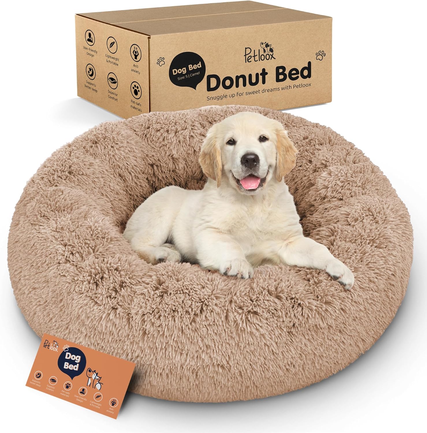 AUCT 14067 - Donut Dog Bed - Premium Comfort for Anxiety Relief - Fluffy