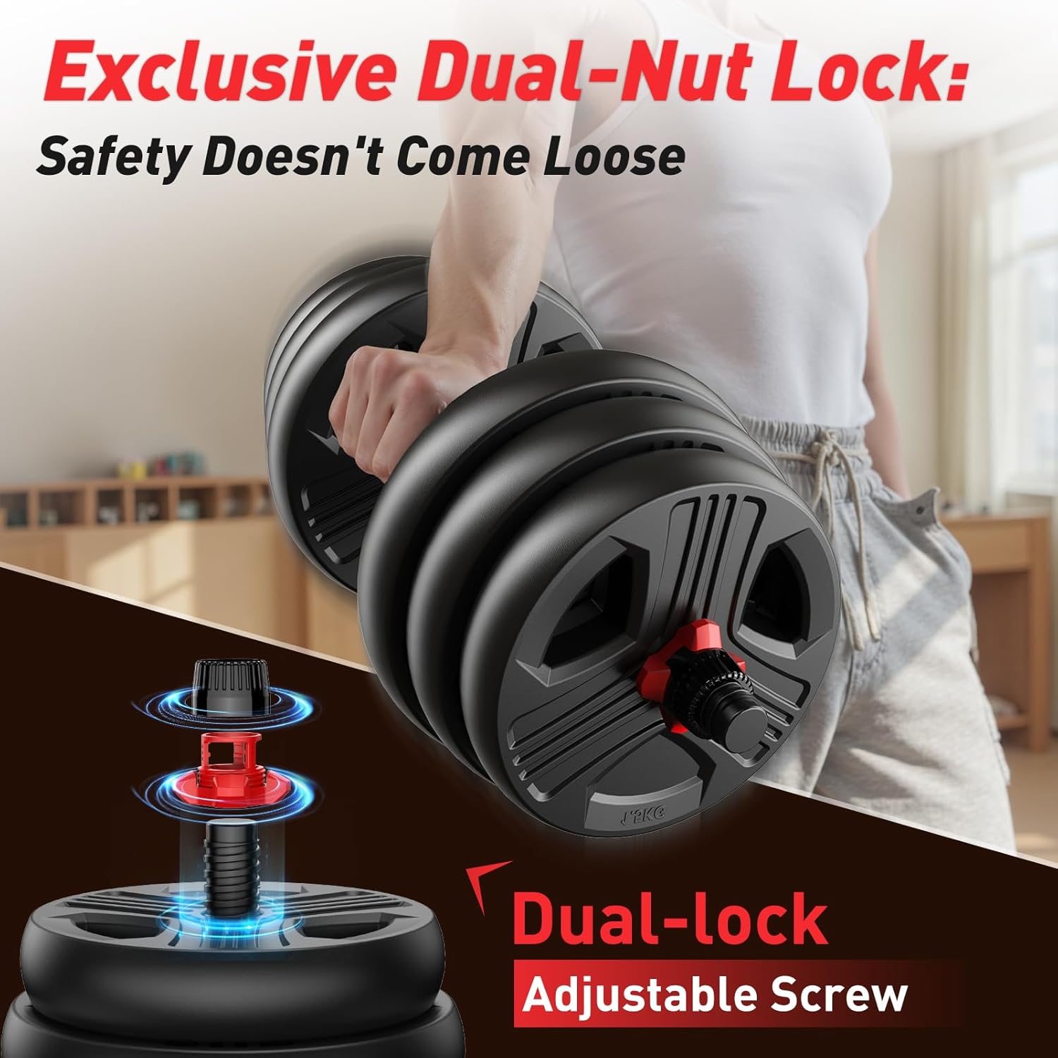 AUCT 14366 - $92 FITPLAM Adjustable dumbbell set,20/35/45/55/70/90lbs Fre - Image 3