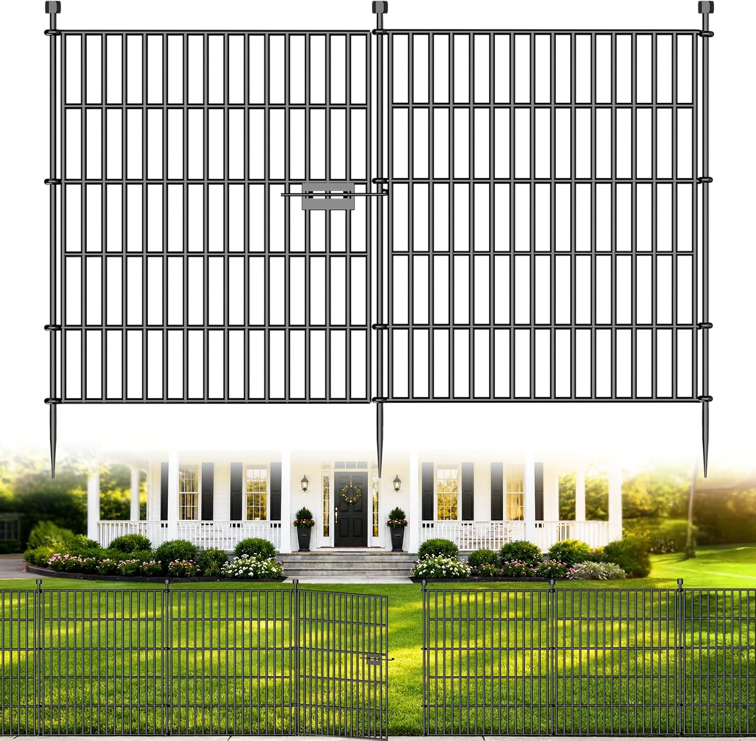 AUCT 13793m - $136 10 Panels No Dig Decorative Outdoor Garden Fence with G