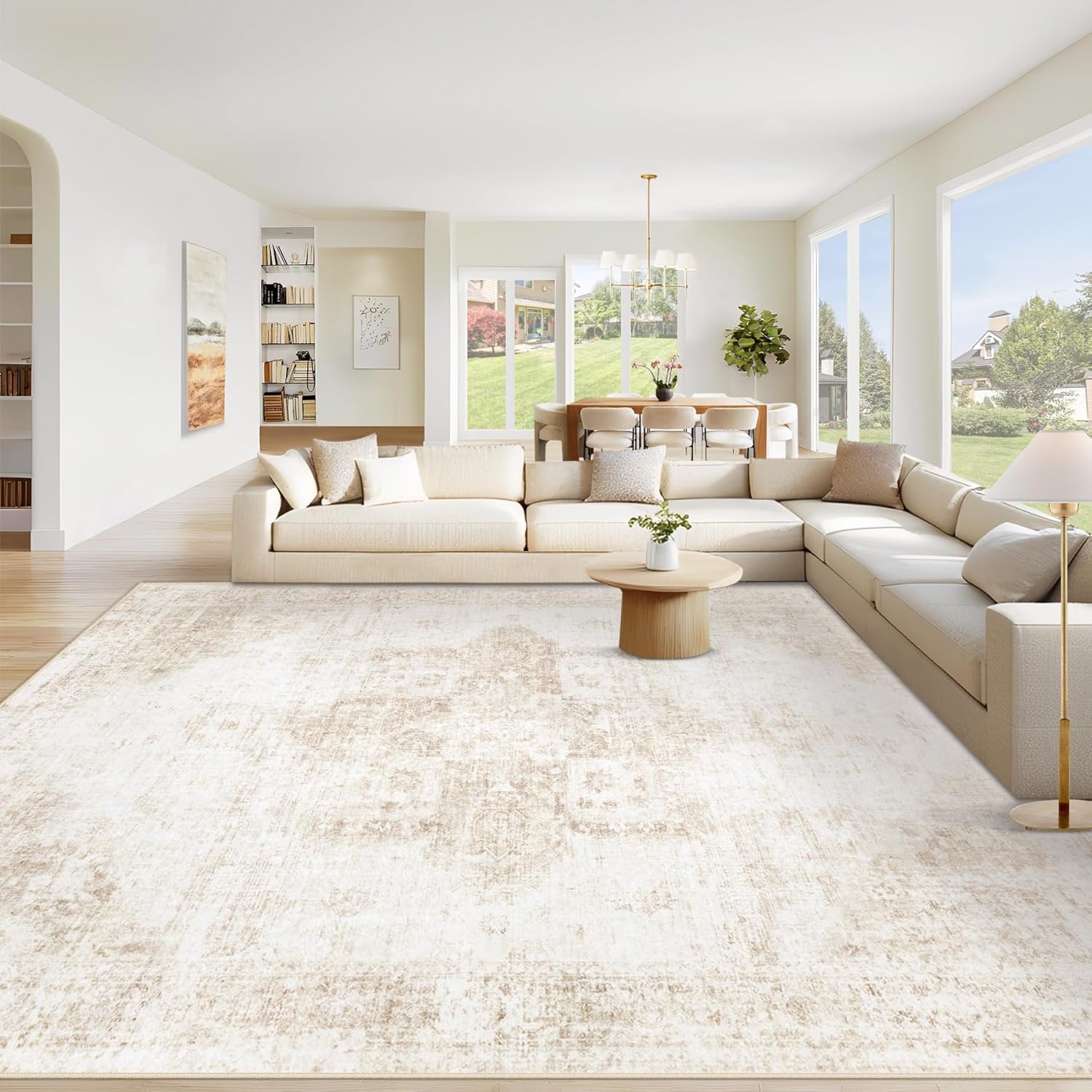 AUCT 12246 - $236 Area Rug 10x14 Washable Rug, Vintage Boho Medallion Rug