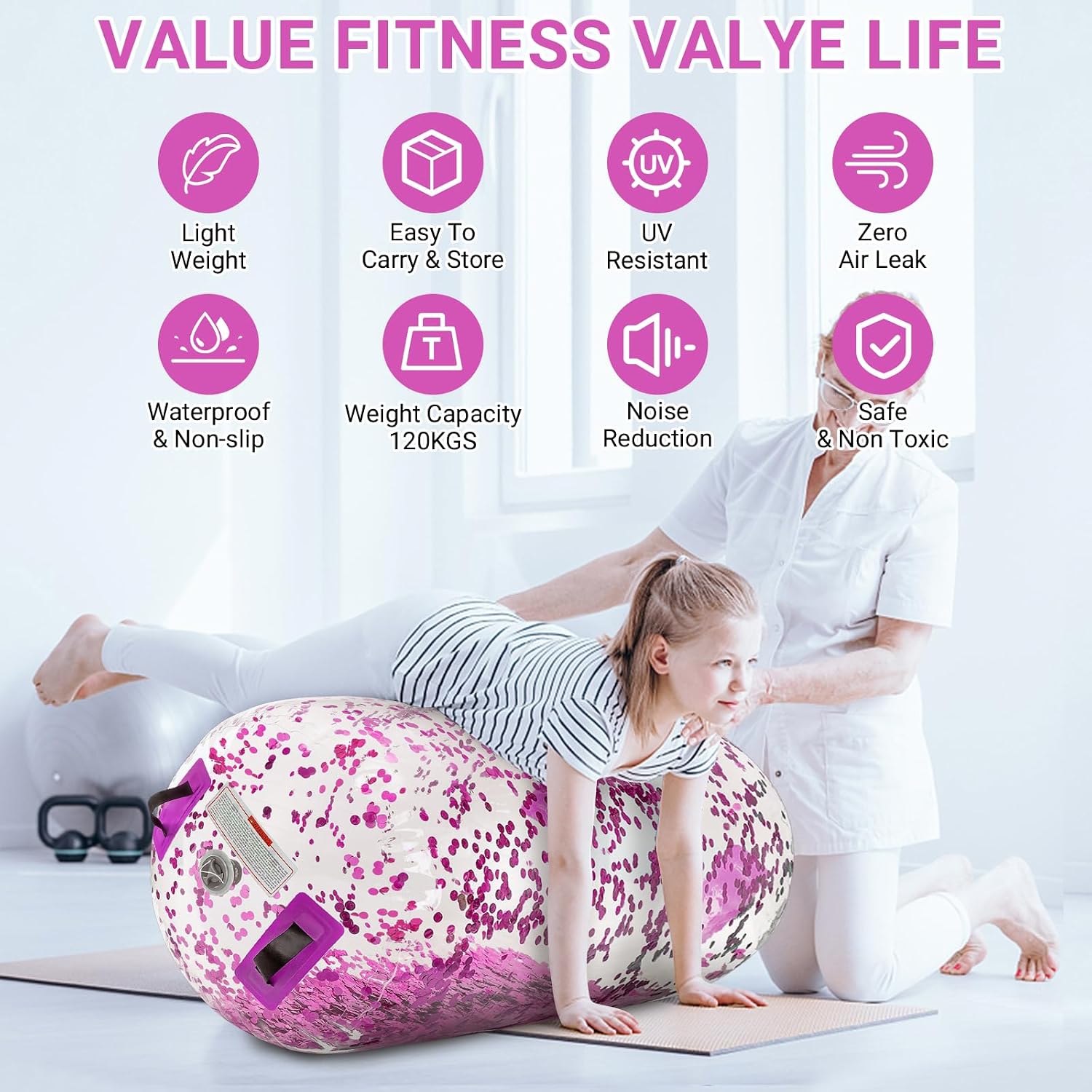 AUCT 13232 - $70 Estgora Gymnastics Barrel Inflatable Tumbling Air Roller - Image 4