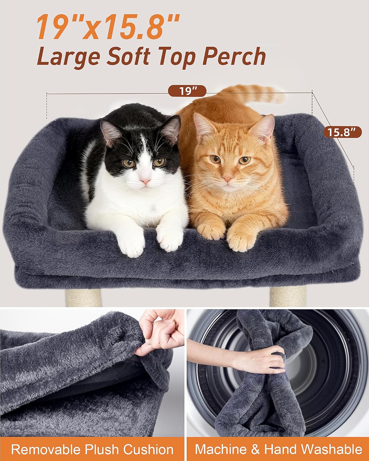 AUCT 13393 - Cat Tree with Large Top Perch Bed (19" 15.8"), Small Cat Tow - Image 2