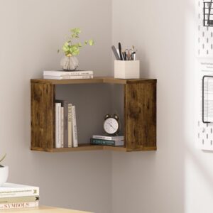 AUCT 13185 - Floating Corner Shelf, 2-Tier Floating Shelf for Wall, Wood