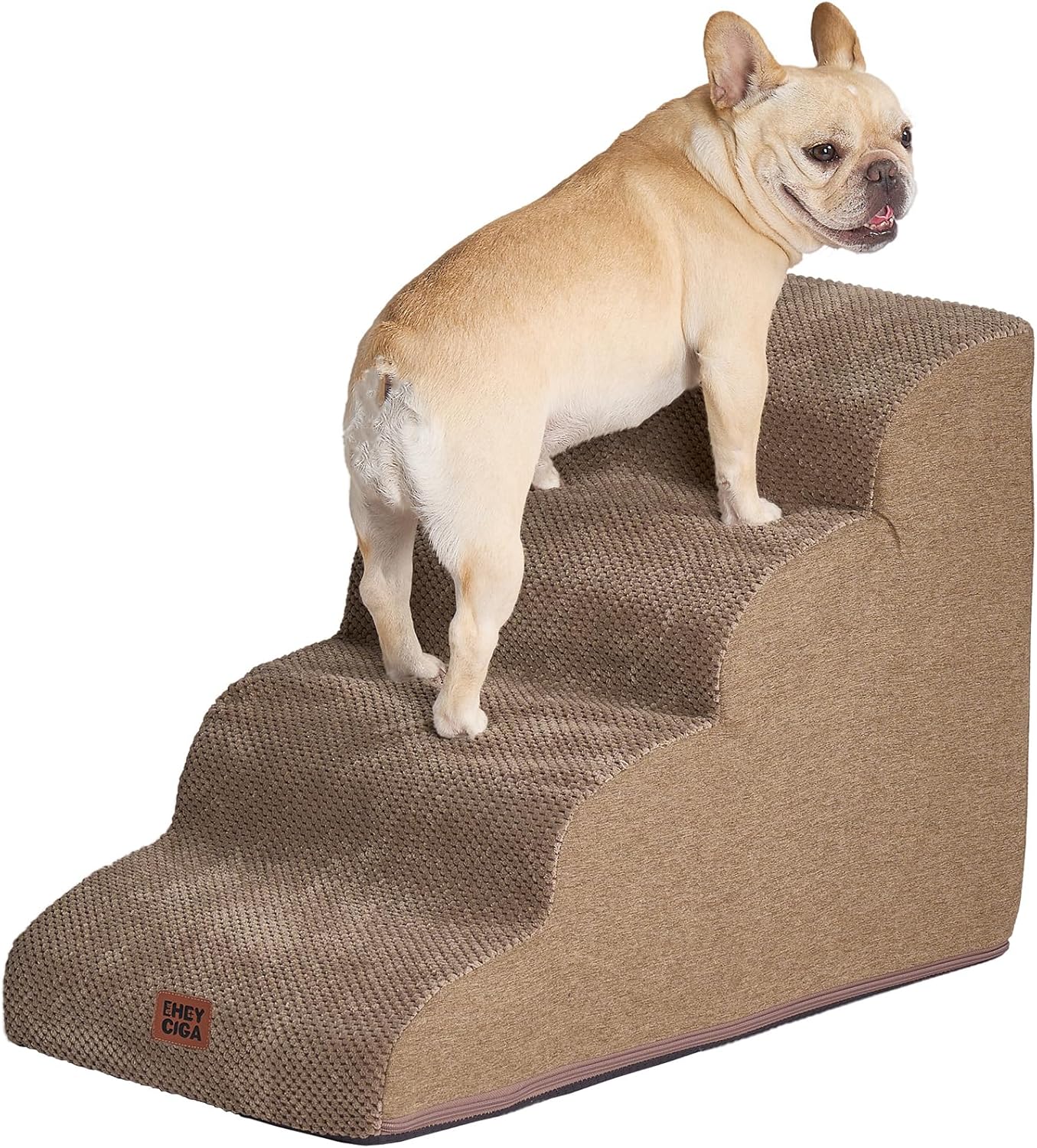 AUCT 13354 - EHEYCIGA Curved Dog Stairs Ramp for High Beds 19.7" H, 4-Ste