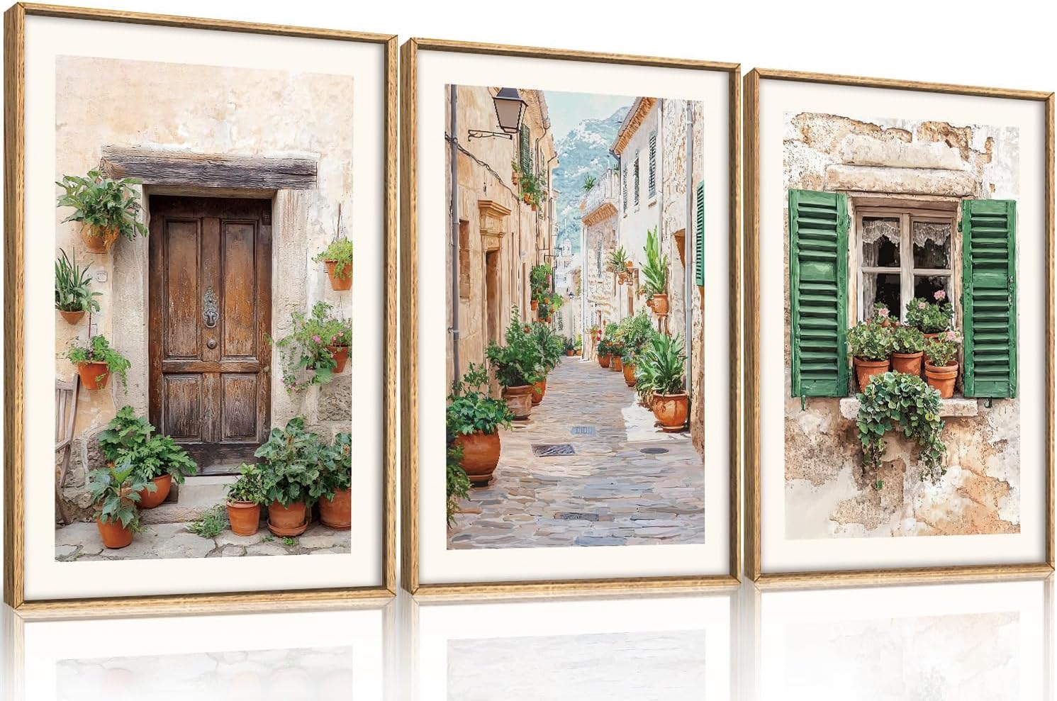 AUCT 14325 - $63 BICERE Large Vintage Italy City Framed Canvas Wall Art,N