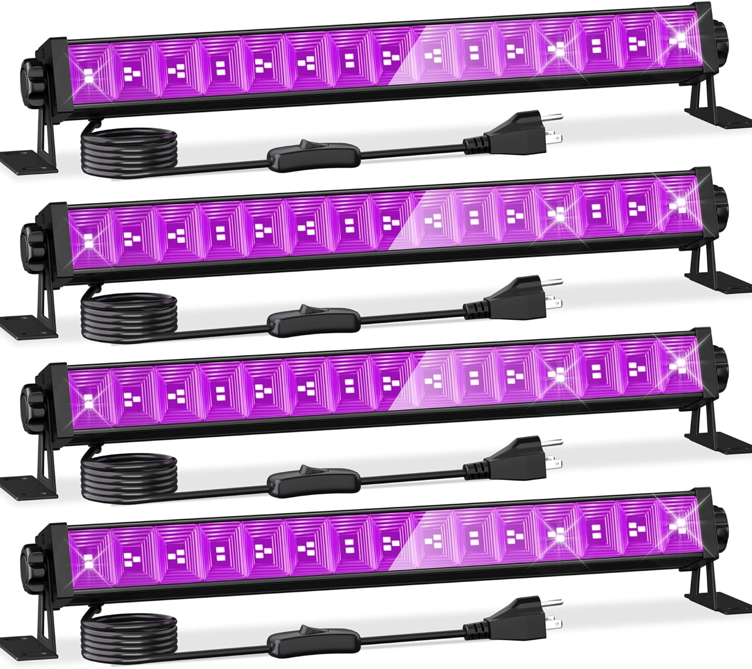 AUCT 13531 - 4 Pack LED 42W Black Lights, Blacklight Bars with Plug+Switc