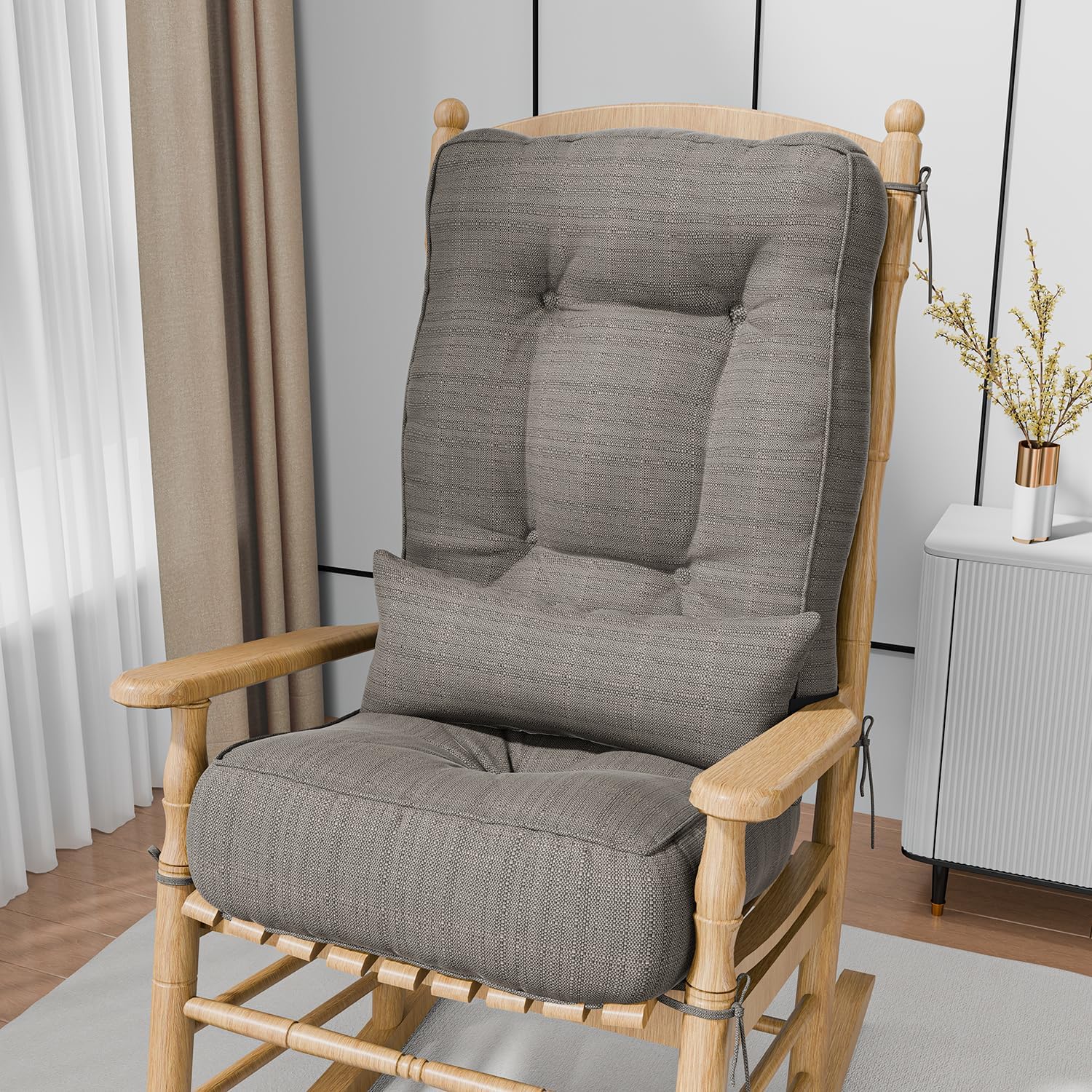 AUCT 13351 - $77 Rocking Chair Cushions with Pillow, Waterproof and Fade-