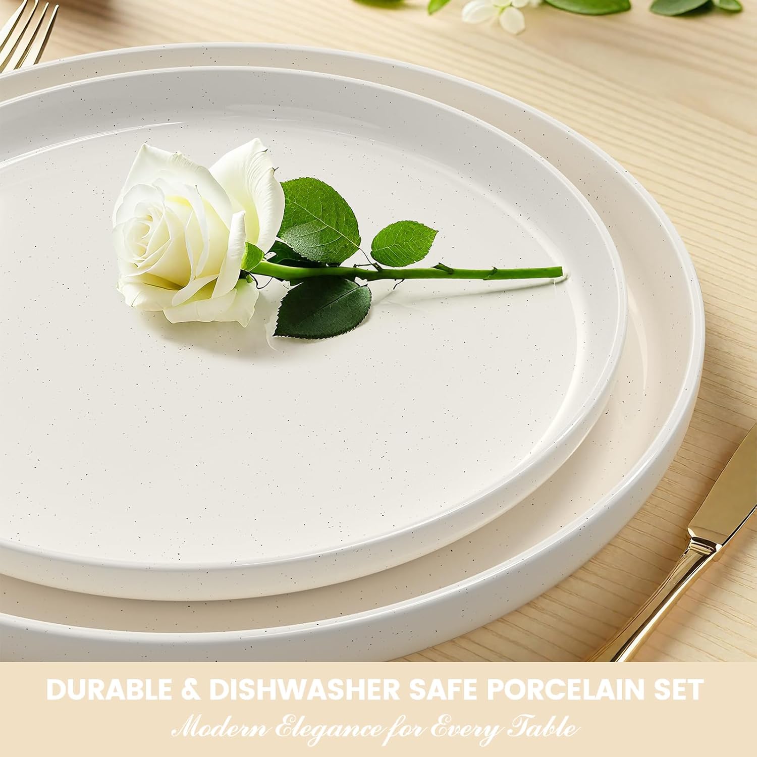 AUCT 13066 - $90 Plates and Bowls Sets, Scratch Resistant Dinnerware Sets - Image 3