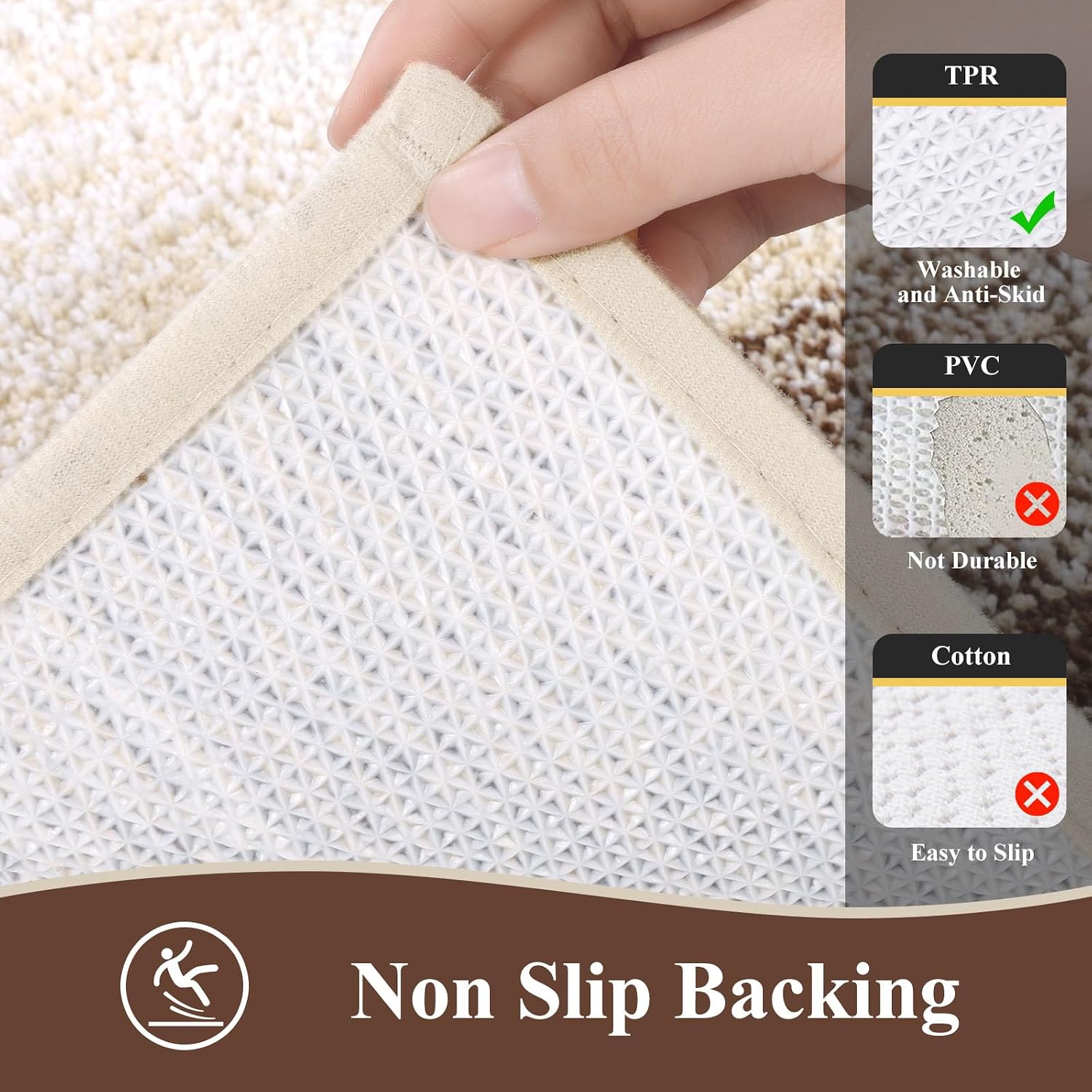 AUCT 13272 - Vaukki 5 Piece Bathroom Rugs Set, Non Slip Shaggy Microfiber - Image 3