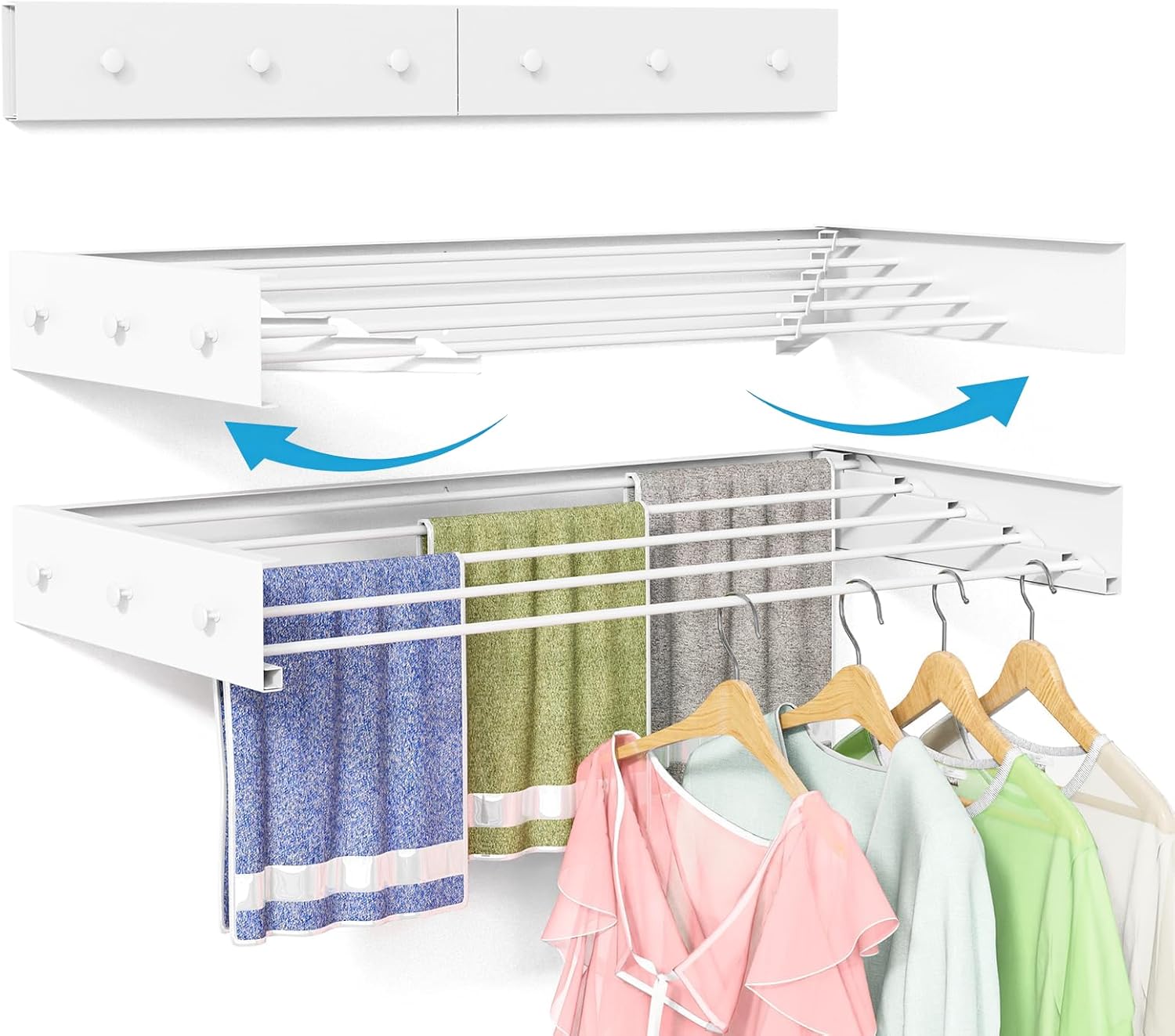 AUCT 12708 - Wall Mounted Drying Rack for Laundry 31.5', Folding Clothes