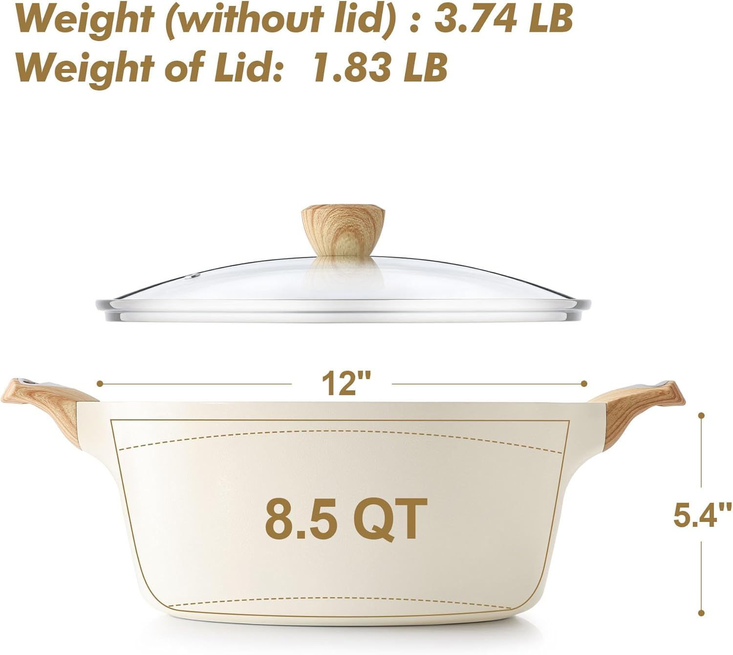 AUCT 13297 - $80 SENSARTE Ceramic Nonstick Stock Pot with Lid, 2.6/4.5/6. - Image 2