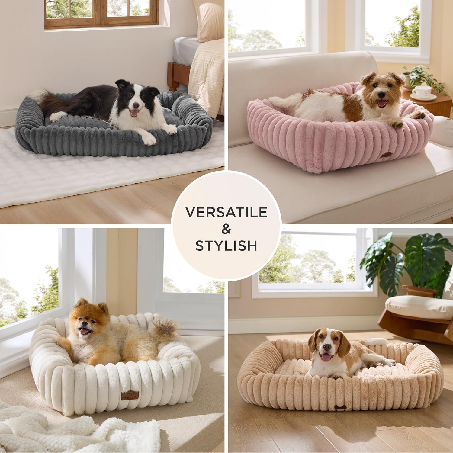 AUCT 13239 - $58 Bedsure ComfyFleece Cute Dog Bed Medium Size Dog - Wash - Image 4