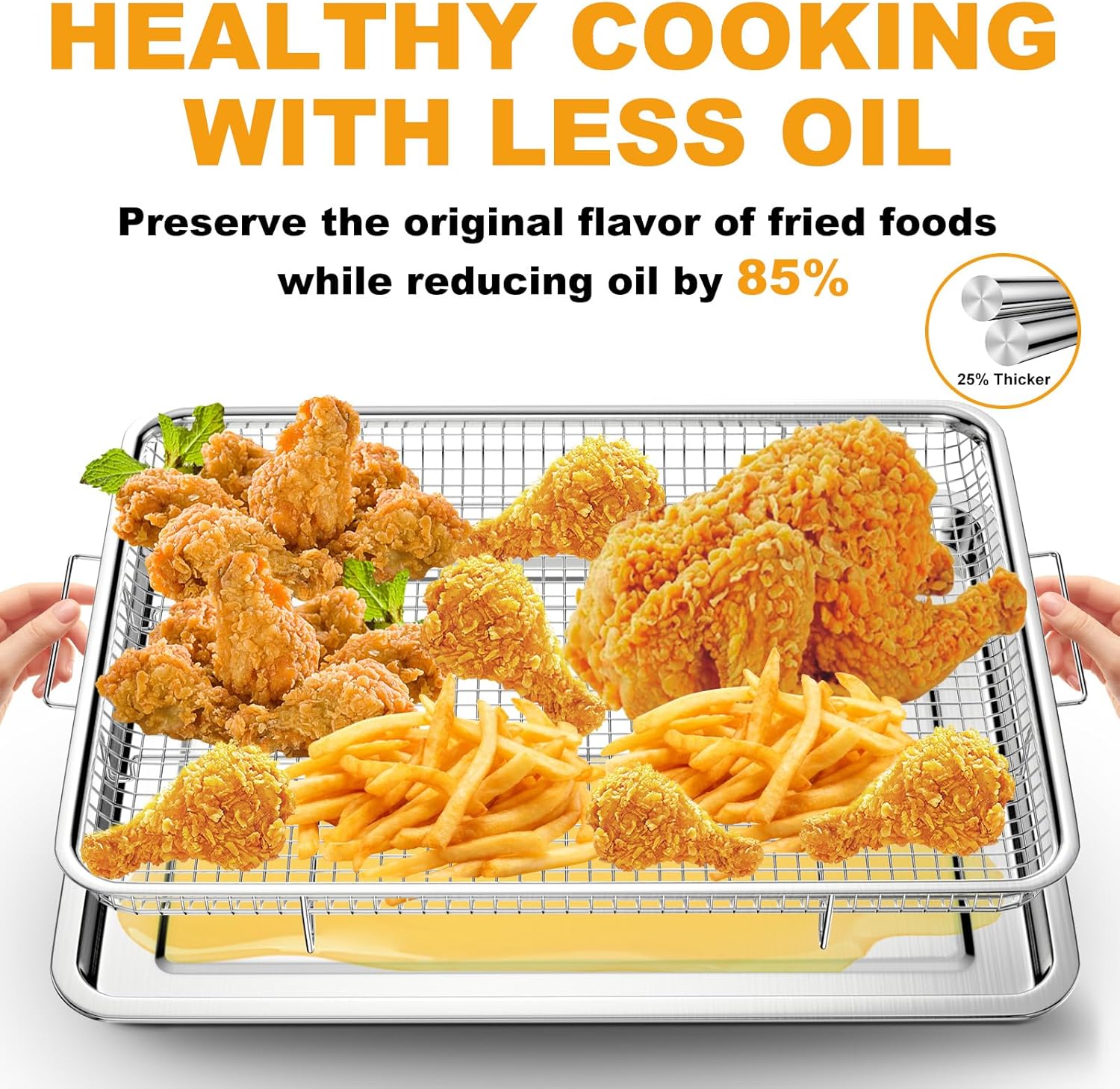 AUCT 13370 - DONGULI Air Fryer Basket Oven - 2 Set Large Air Fryer Basket - Image 2