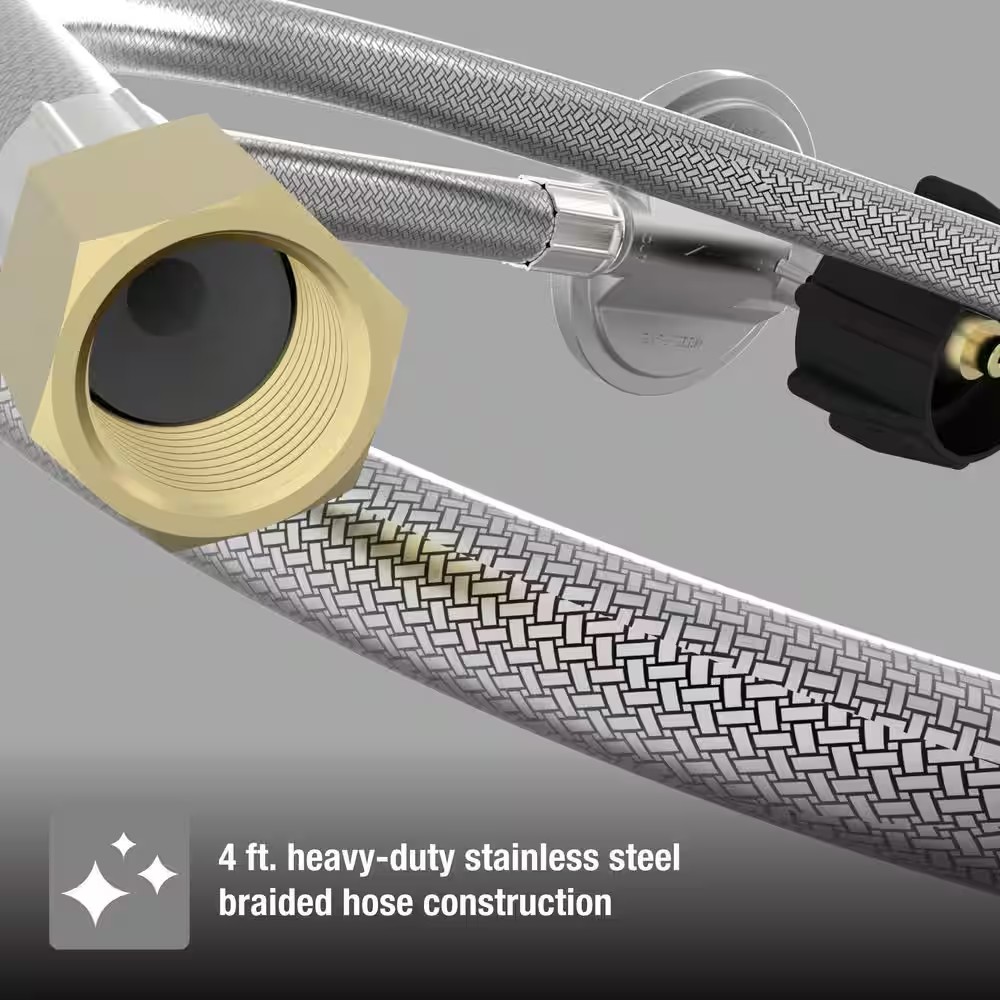 AUCT 12723 - Universal 48 in. Stainless Steel Braided Hose with Regulator - Image 3