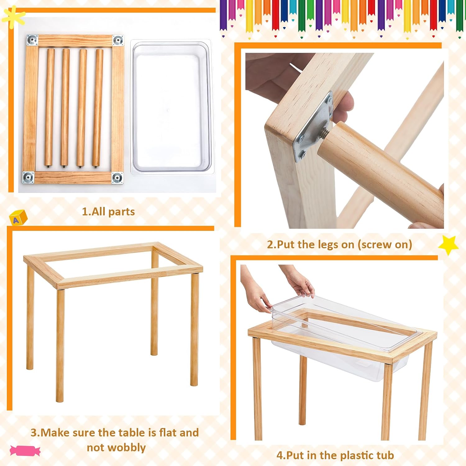 AUCT 13941 - $99 Uiifan 2 Sets Wood Sensory Sand Water Table 20 Inch High - Image 4