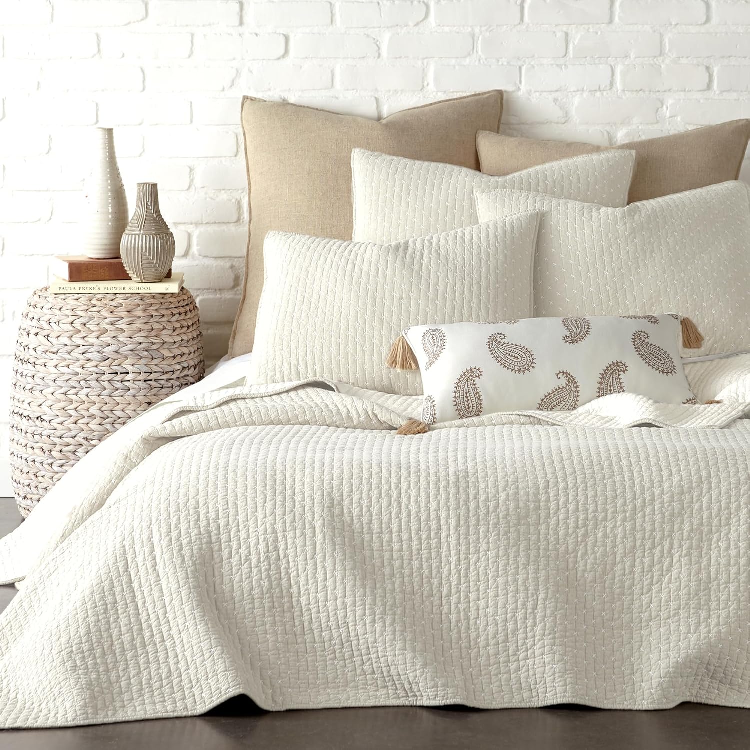 AUCT 13224 - $141 Levtex Home - Cross Stitch Quilt Set - 100% Cotton - Ki - Image 2