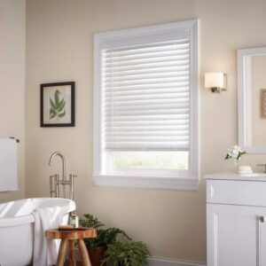 AUCT 12747 - $196 White Cordless Faux Wood Blinds for Windows with 2 in.