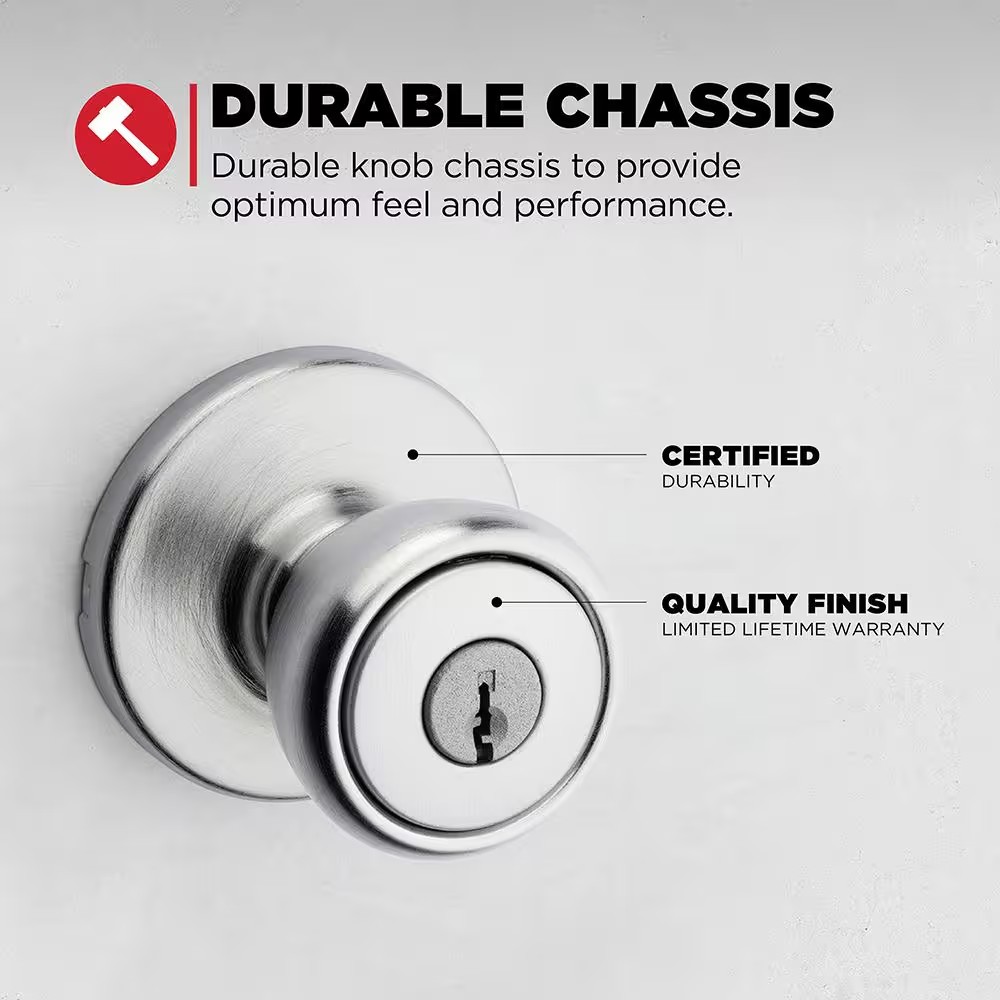 AUCT 17393 - Tylo Satin Chrome Keyed Entry Door Knob - Image 3