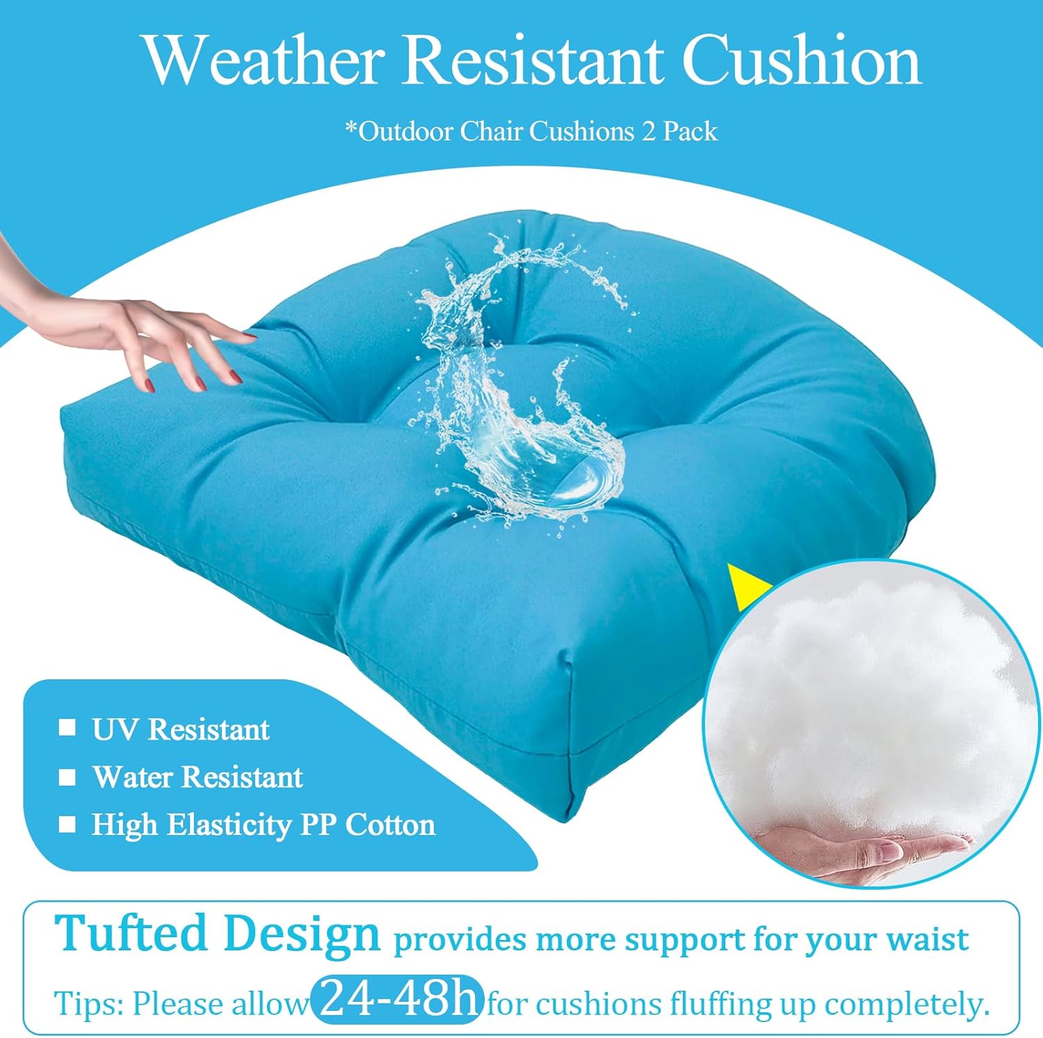 AUCT 14471 - MTMR Water-Repellent Outdoor Chair Cushions Set of 2, 19"X19 - Image 4