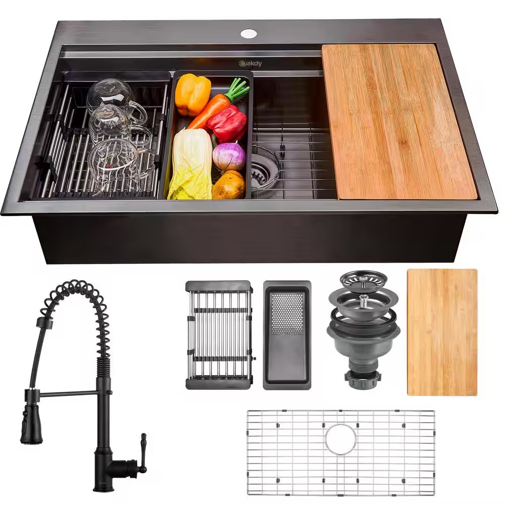 AUCT 14454 - $600 All-in-One Matte Black Finished Stainless Steel 33 in.