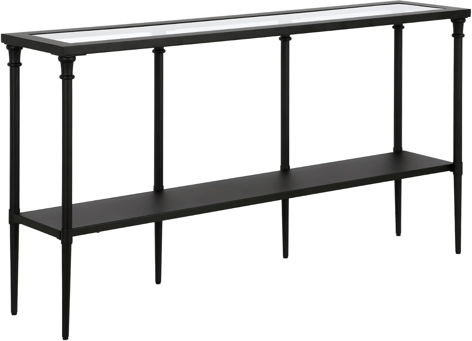 AUCT 17186 - $175 Nellie 55' Wide Rectangular Console Table with Metal Shelf in Blackened Bronze | Two-