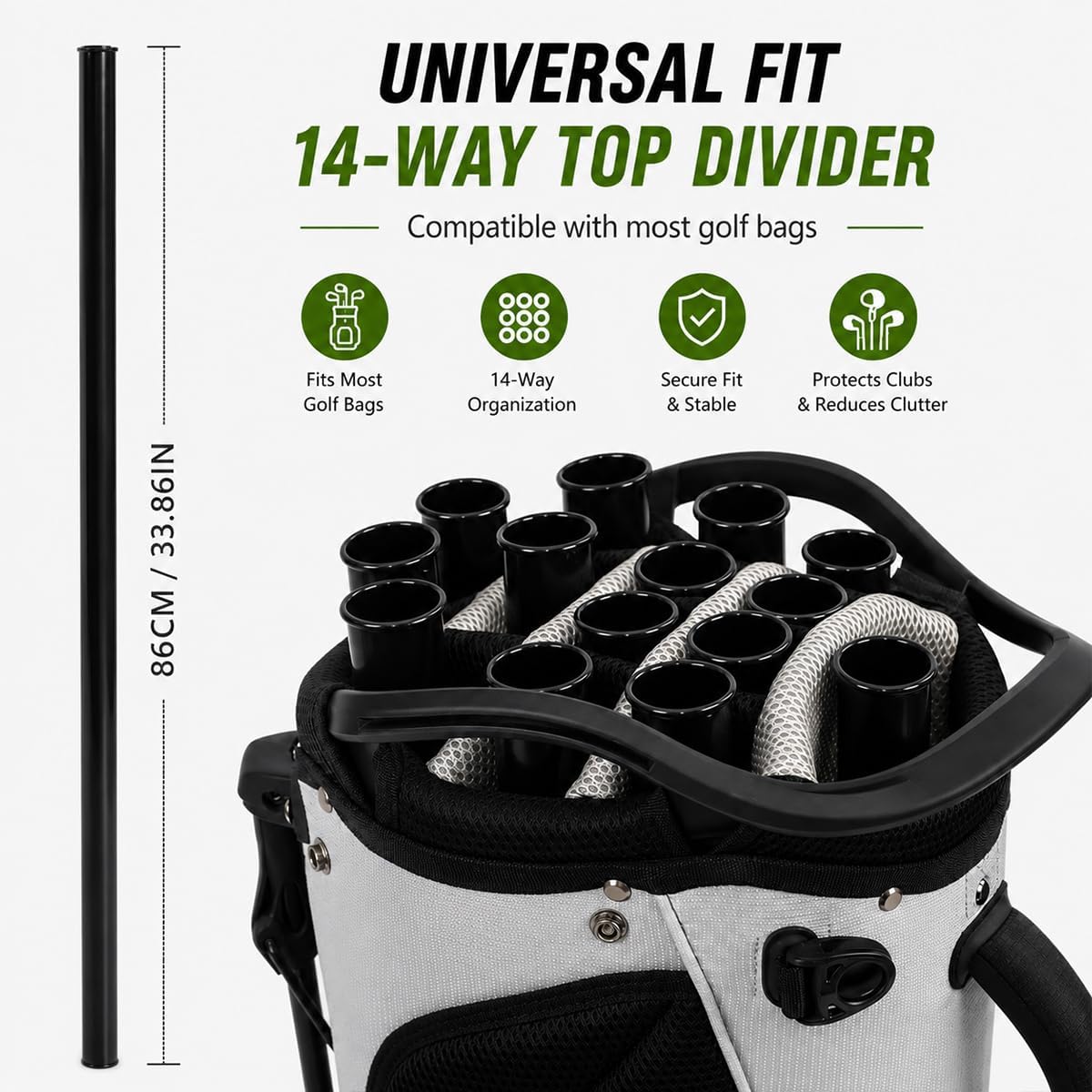 AUCT 16397 - HOW TRUE Golf Bag Tubes 14 Pack with 2 Different Inner Diameters 1.5' 1.25' Golf Bag Club - Image 2