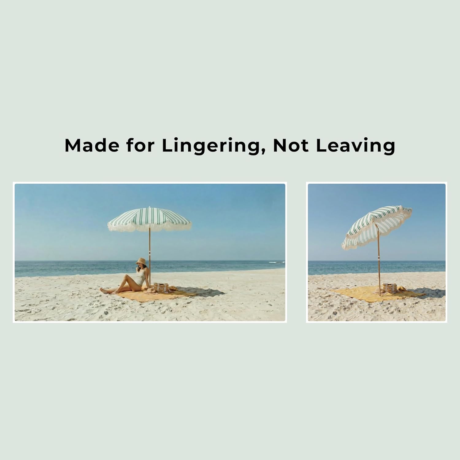 AUCT 16216 - $90 6FT Stripe Fringe Beach Umbrella for Sand with Sand Anchor, UPF 50+ Sun Shade with Tas - Image 3