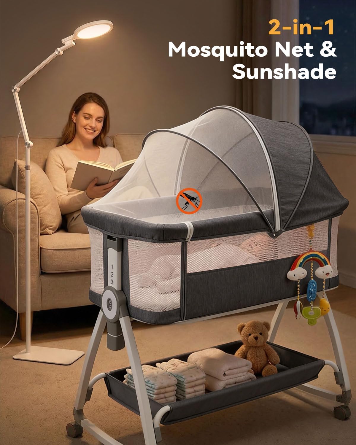AUCT 14779 - $98 4-in-1 Baby Bassinets Bedside Sleeper, Bedside Bassinet - Image 4