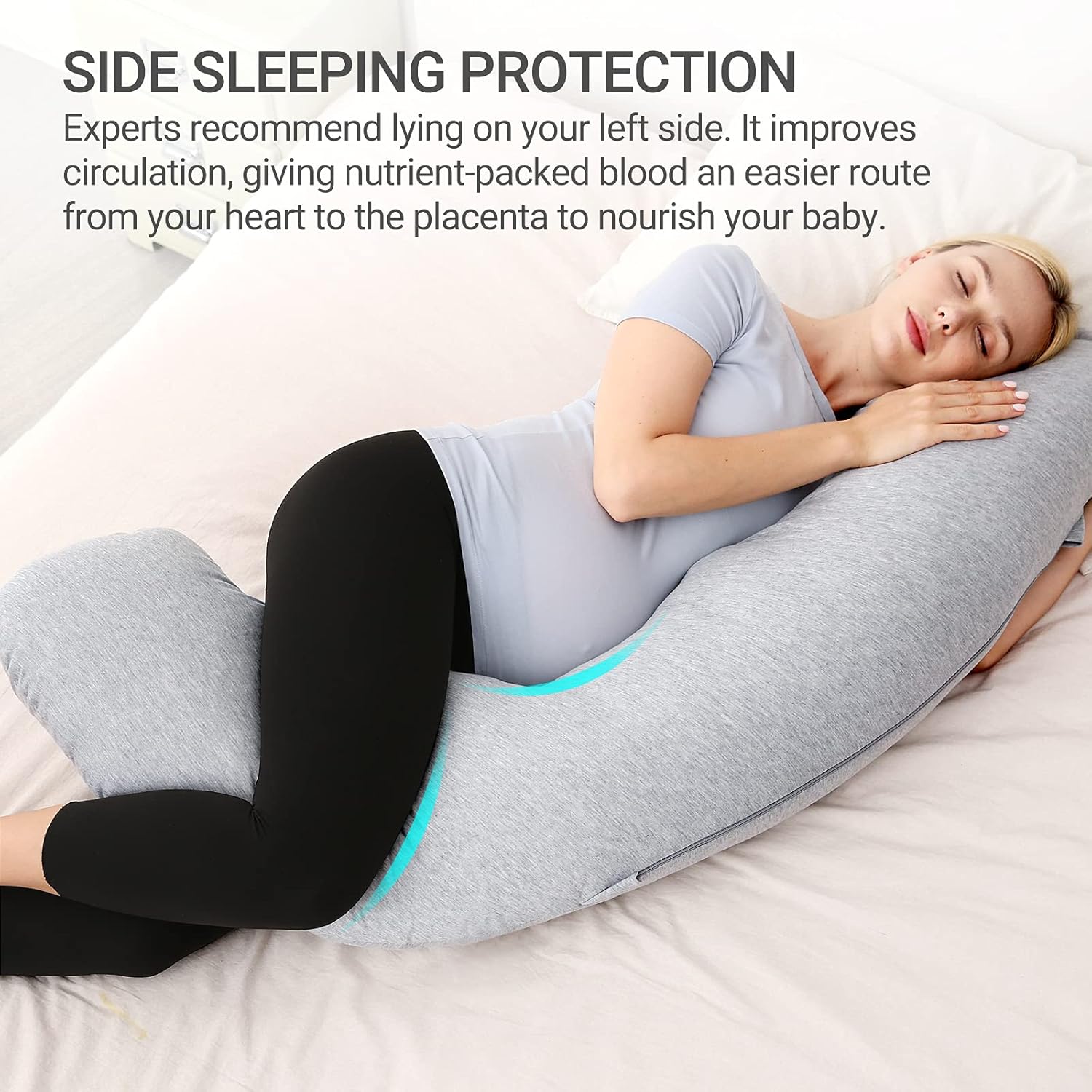 AUCT 14697 - Momcozy Pregnancy Pillows for Side Sleeping, J Shaped Matern - Image 3