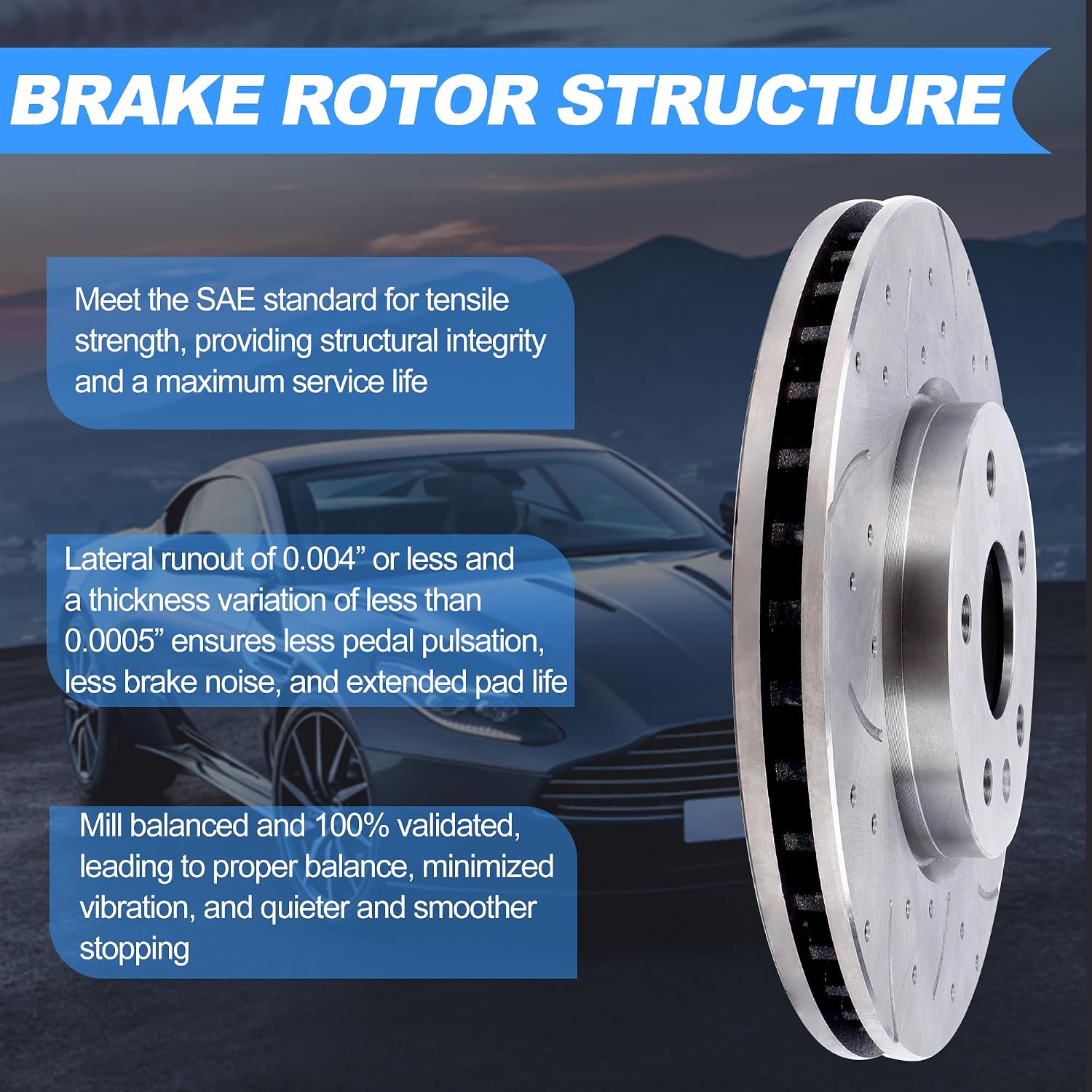 AUCT 16610 - $130 Front Brake Rotors and Brake Pads Kit Compatible with Buick LaCrosse Regal 2011-2016, - Image 3