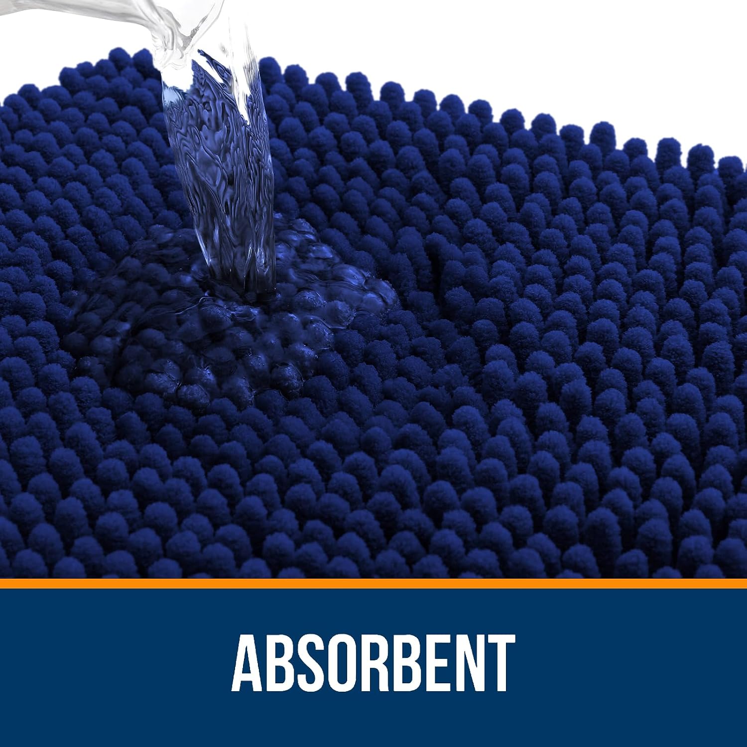 AUCT 17362 - OLANLY Toilet Rugs U-Shaped 24x20, Soft Absorbent Chenille Contour Rugs | Navy, Quick-Dryi - Image 4