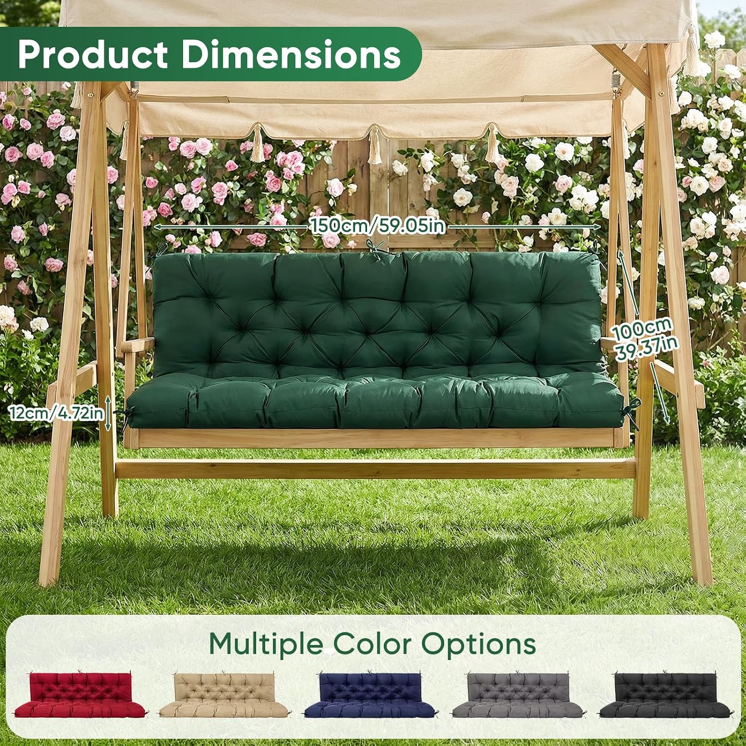 AUCT 14421 - $70 Porch Swing Cushions - Waterproof Swing Cushion for Outd - Image 3