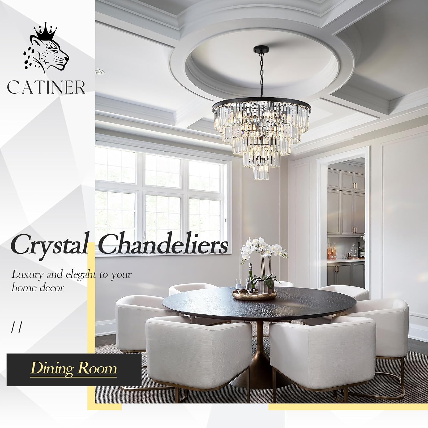 AUCT 14724 - $360 Large Black Crystal Chandeliers 30" Modern Chandelier f - Image 4