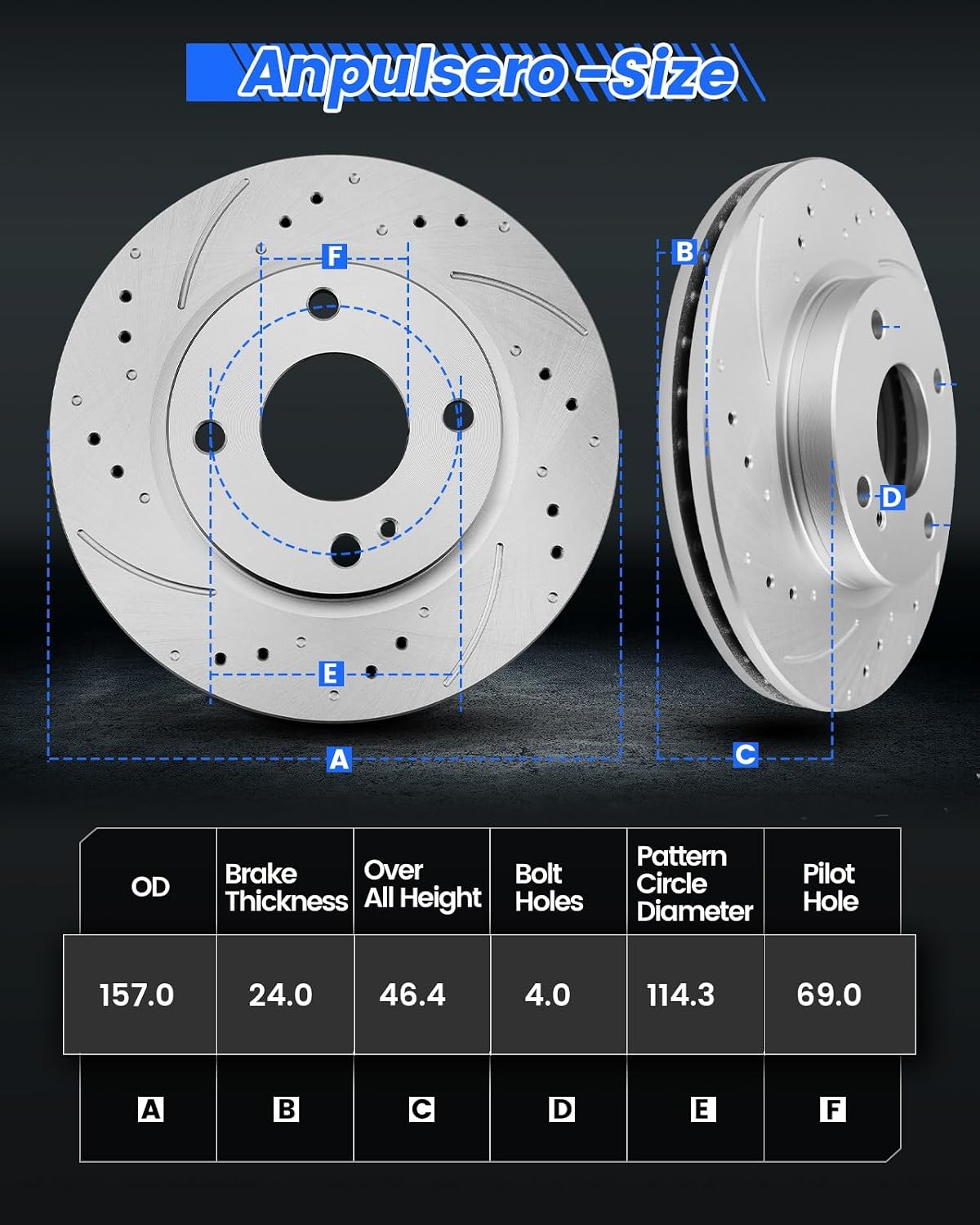 AUCT 16602 - $105 Anpulsero Brake Pads And Rotors Kit Front Compatible with 2002-2005 Hyundai Elantra, - Image 4
