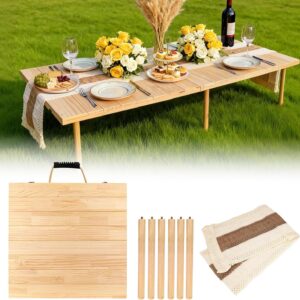 AUCT 14548 - $158 60"x30" Low Folding Picnic Table, Portable Boho Floor T