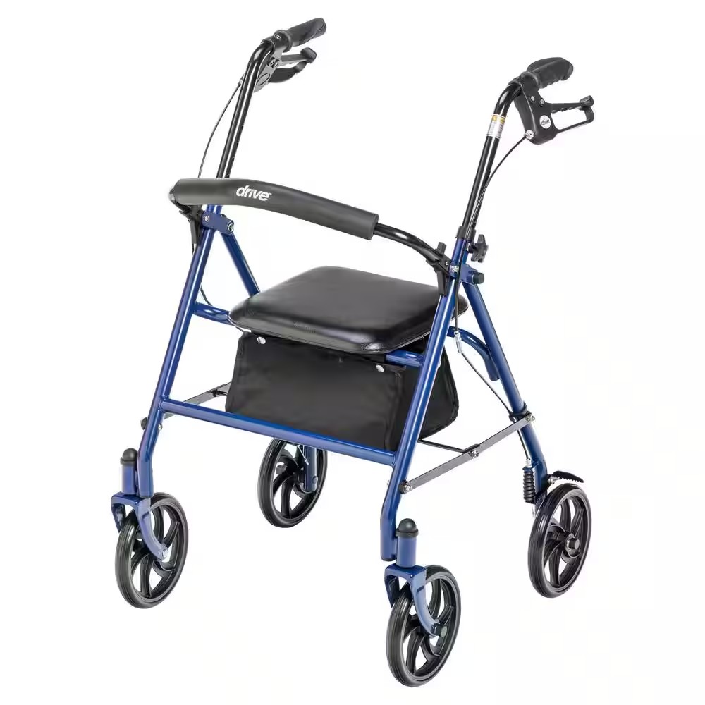 AUCT 17225 - $67 Four Wheel Rollator Rolling Walker with Fold Up Removable Back Support, Blue - Image 2